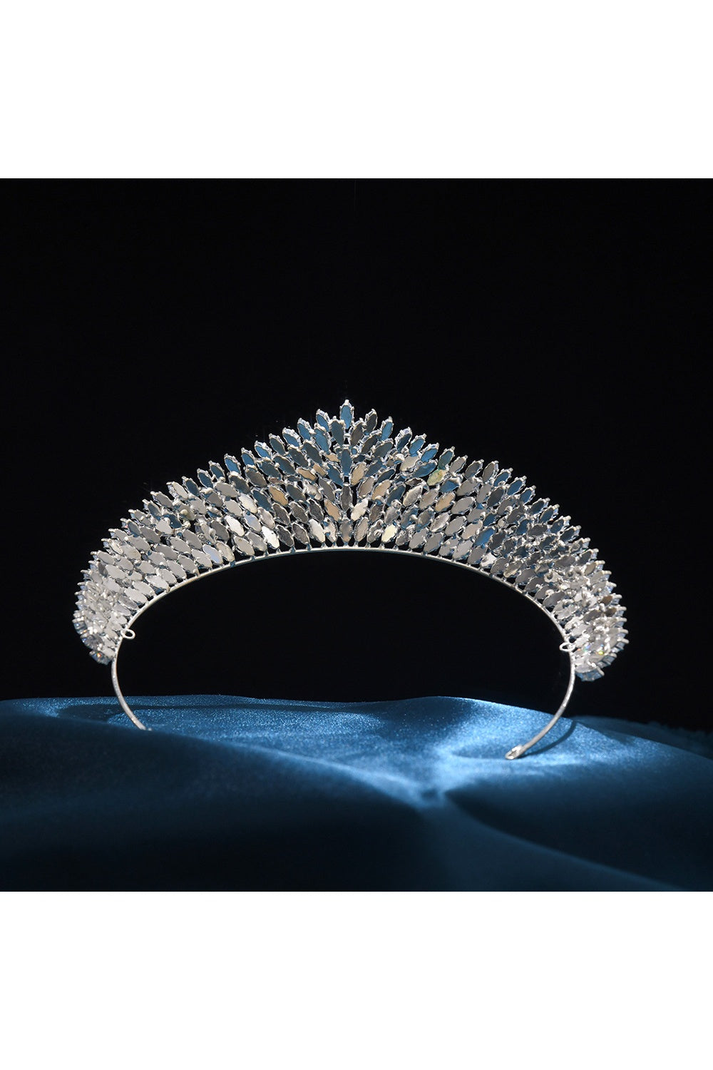 Luxury Silver Crystal Statement Tiara Crown HP008