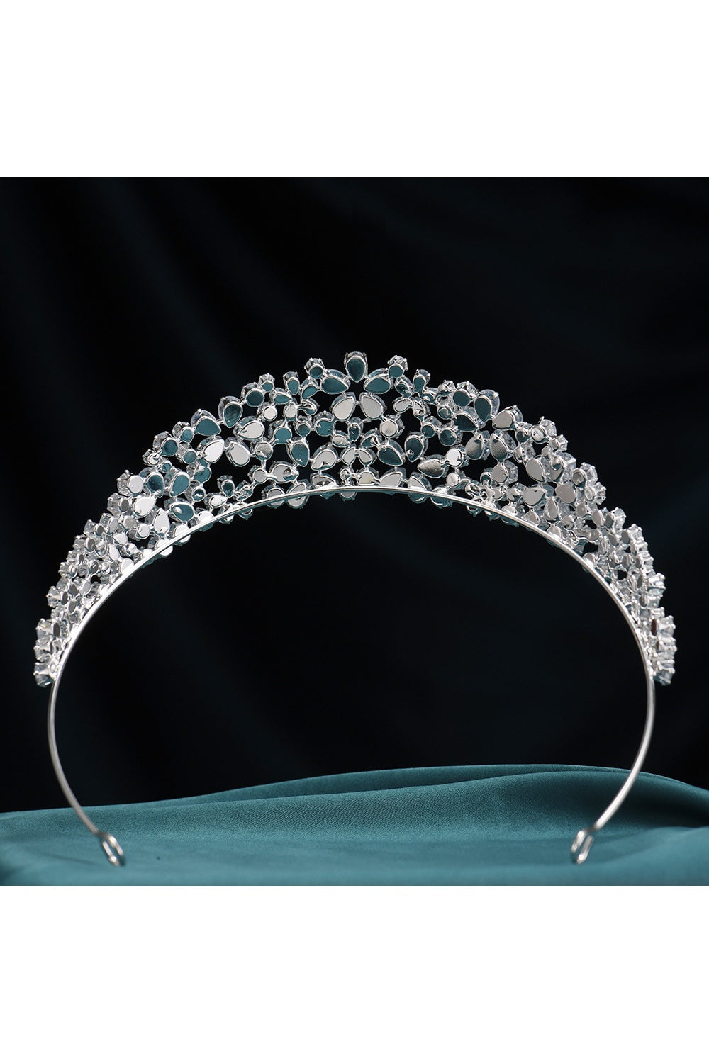 Silver Crystal Floral Tiara Crown for Prom HP013