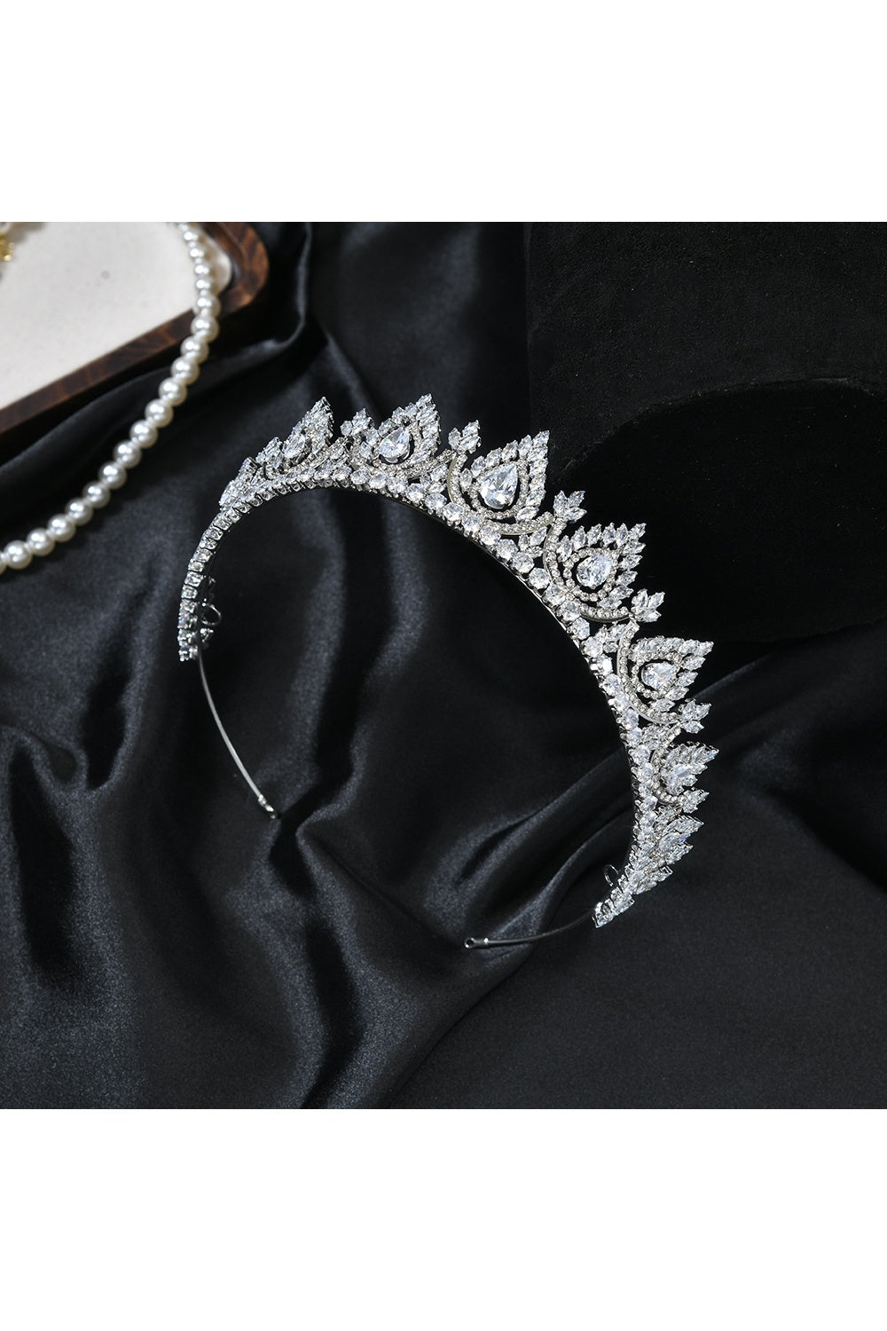 Sparkle Silver Crystal Teardrop Tiara Crown HP018
