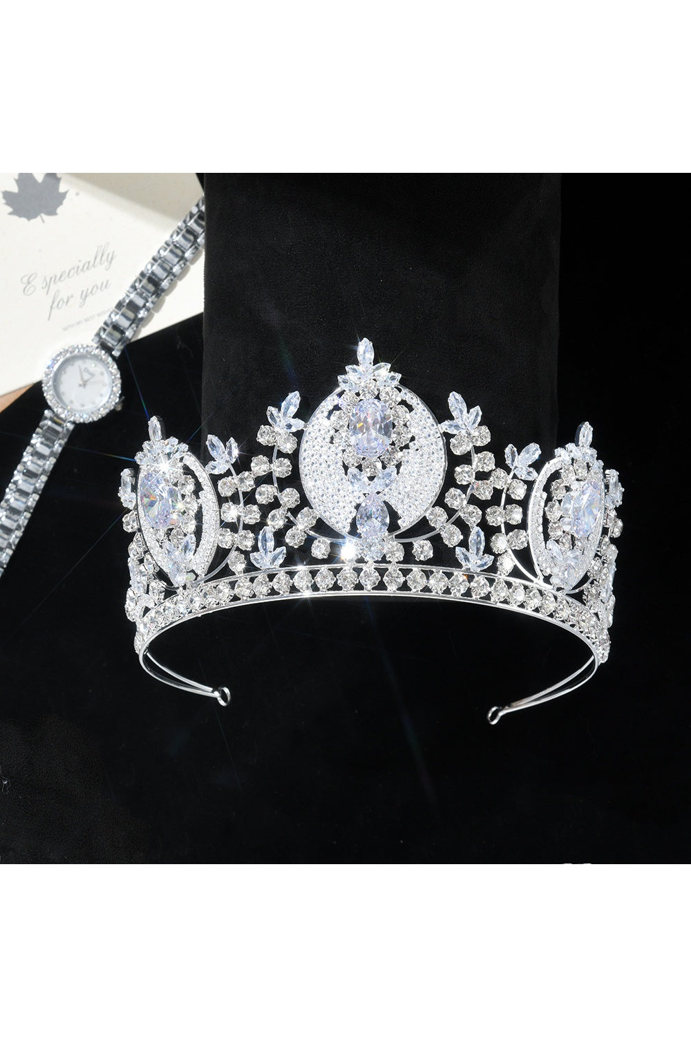 Royal Elegance Zicron Crystal Ornate Tiara Crown HP024