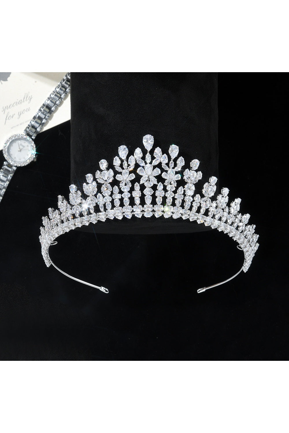 Royal Elegance Zicron Crystal Ornate Tiara Crown HP024