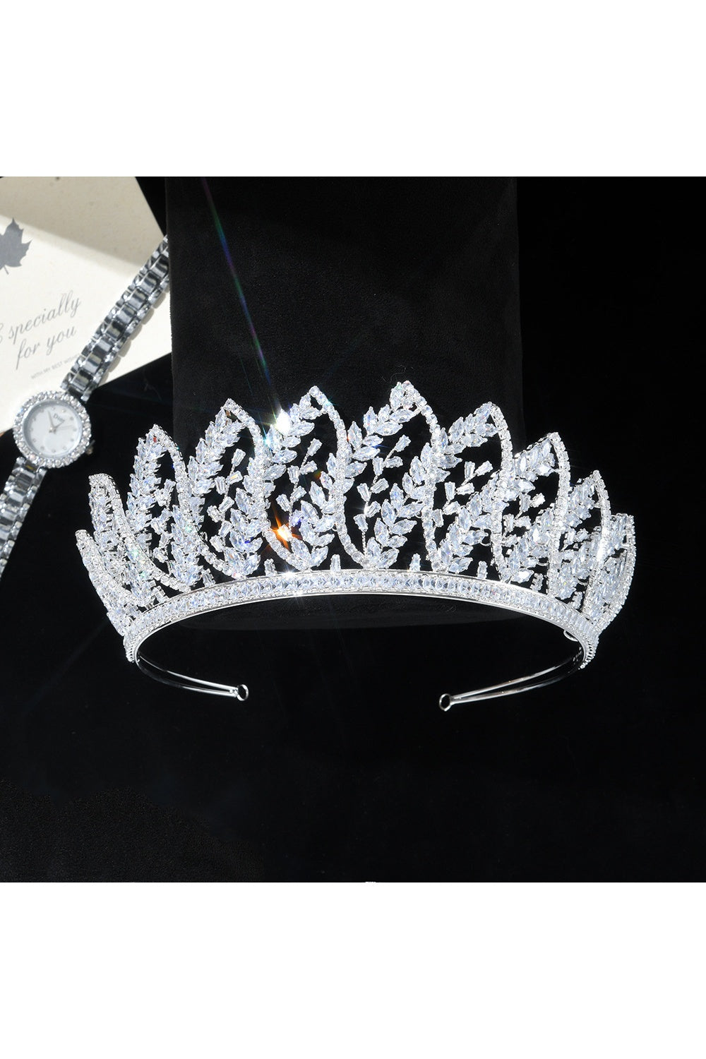 Royal Elegance Zicron Crystal Ornate Tiara Crown HP024