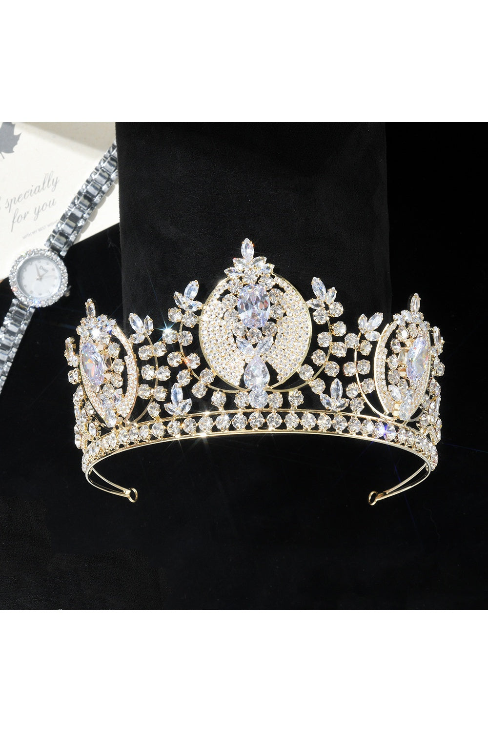 Royal Elegance Zicron Crystal Ornate Tiara Crown HP024