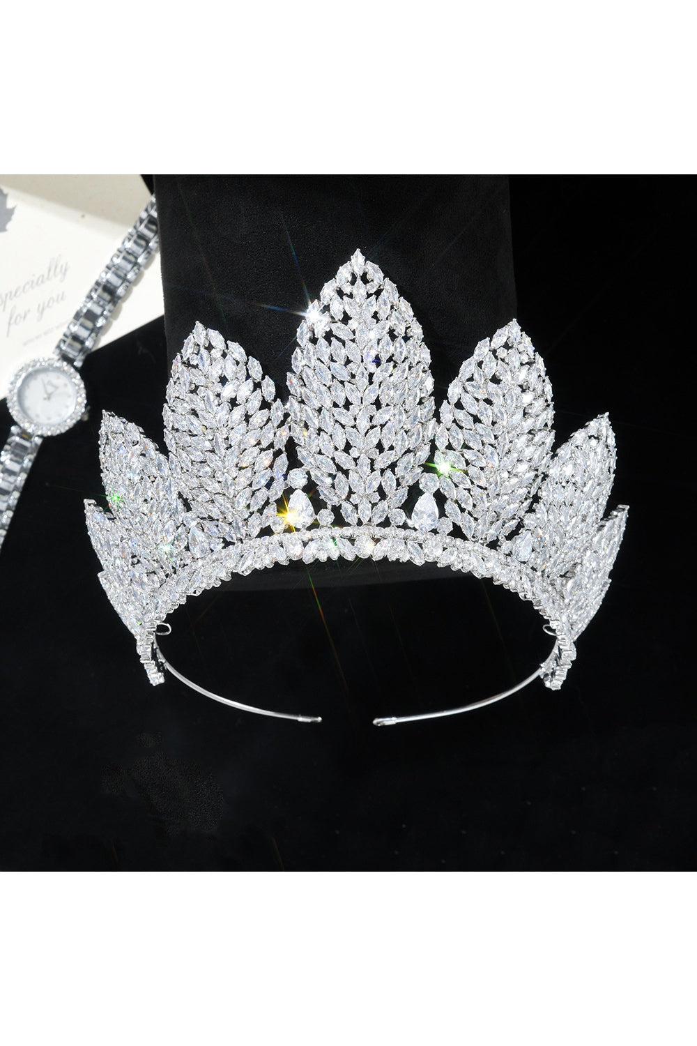 Royal Elegance Zicron Crystal Ornate Tiara Crown HP024