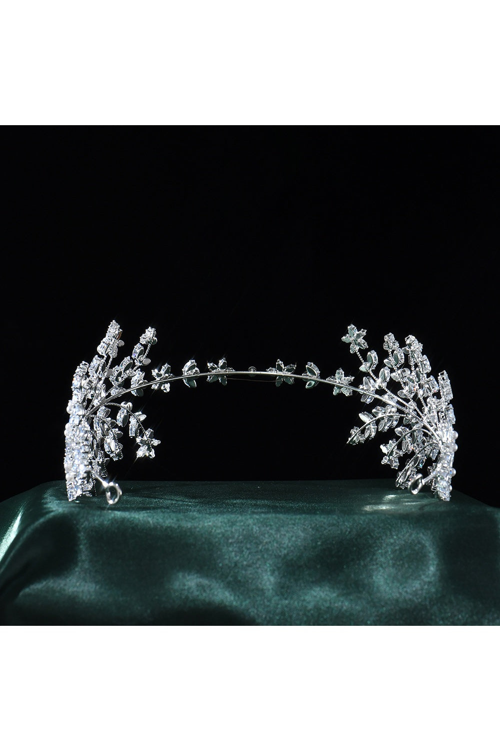 Silver Crystal Leaf Branch Tiara Crown HP025