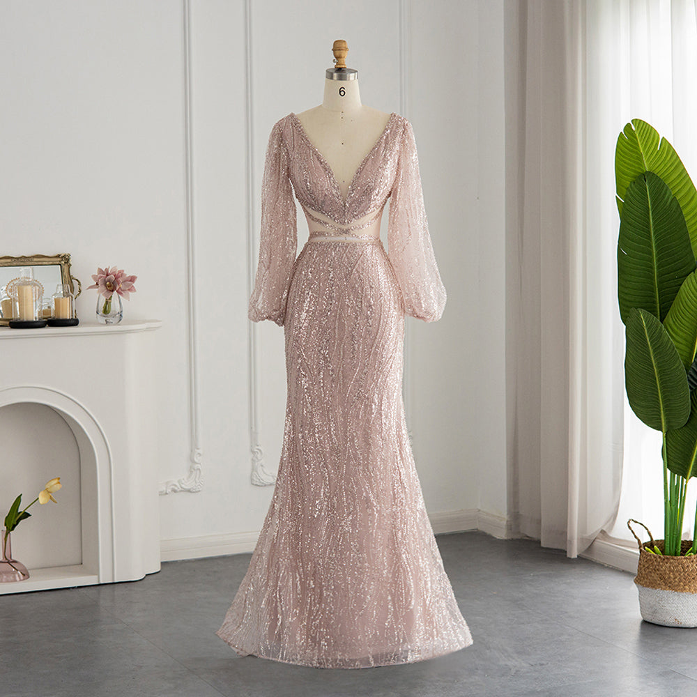 Loose Fitting Long Bishop Sleeves Prom Dress SH032 - SHEER FAIRY