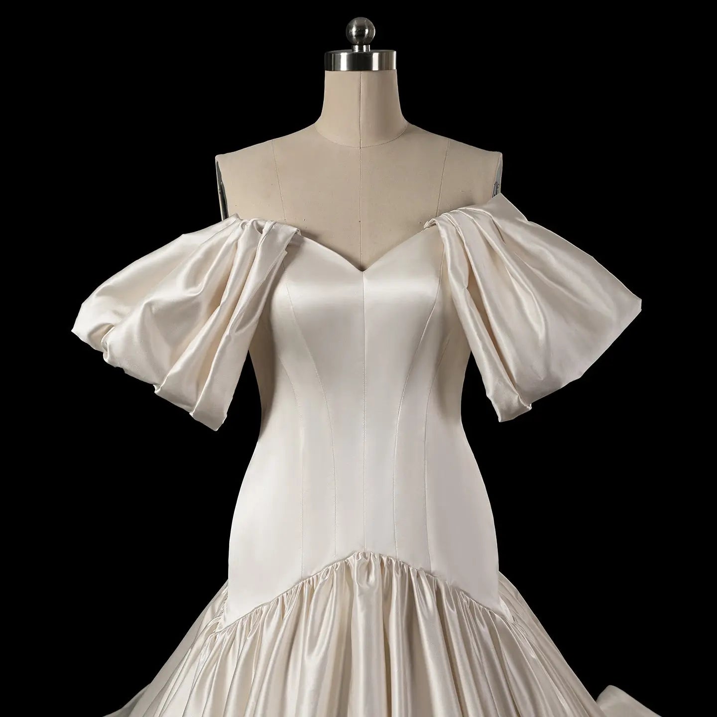 Off-the-Shoulder Satin Ball Gown Wedding Dress SW192 Sheer Fairy