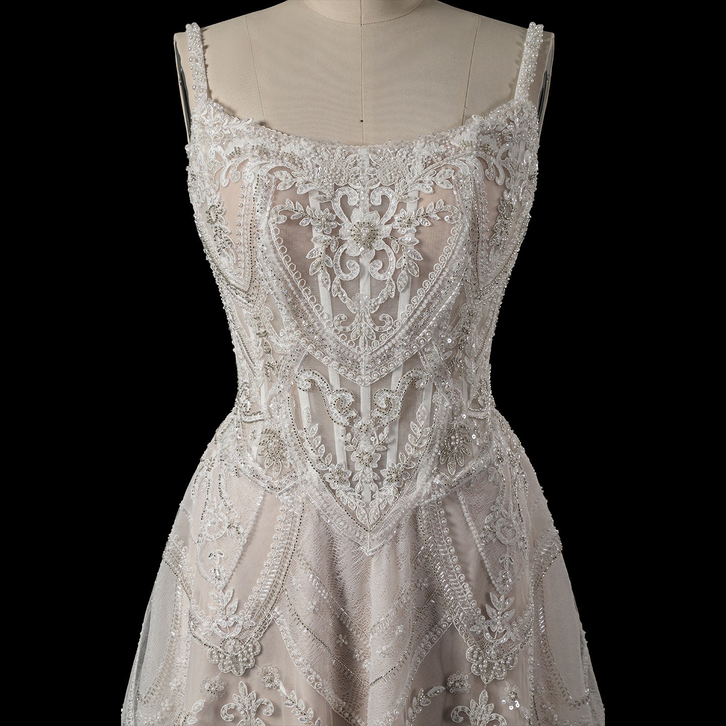 Luxury Beaded Lace Mini Wedding Dress with Corset Bodice SW707 Sheer Fairy