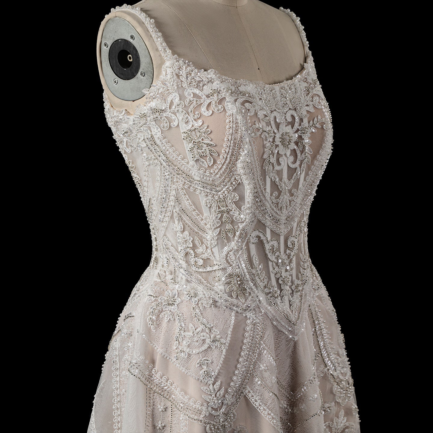 Luxury Beaded Lace Mini Wedding Dress with Corset Bodice SW707 Sheer Fairy