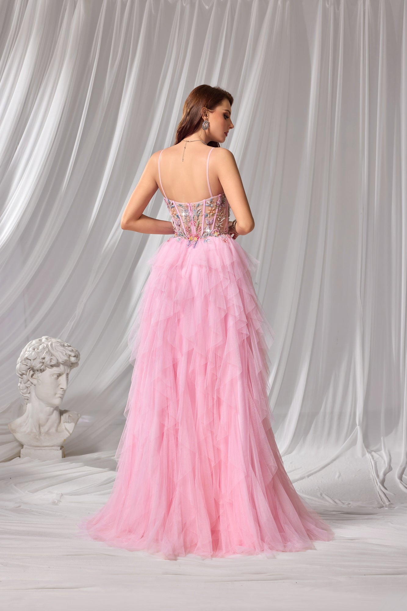 Pastel Beaded Sweetheart Neckline Tulle A-Line Prom Dress SH112