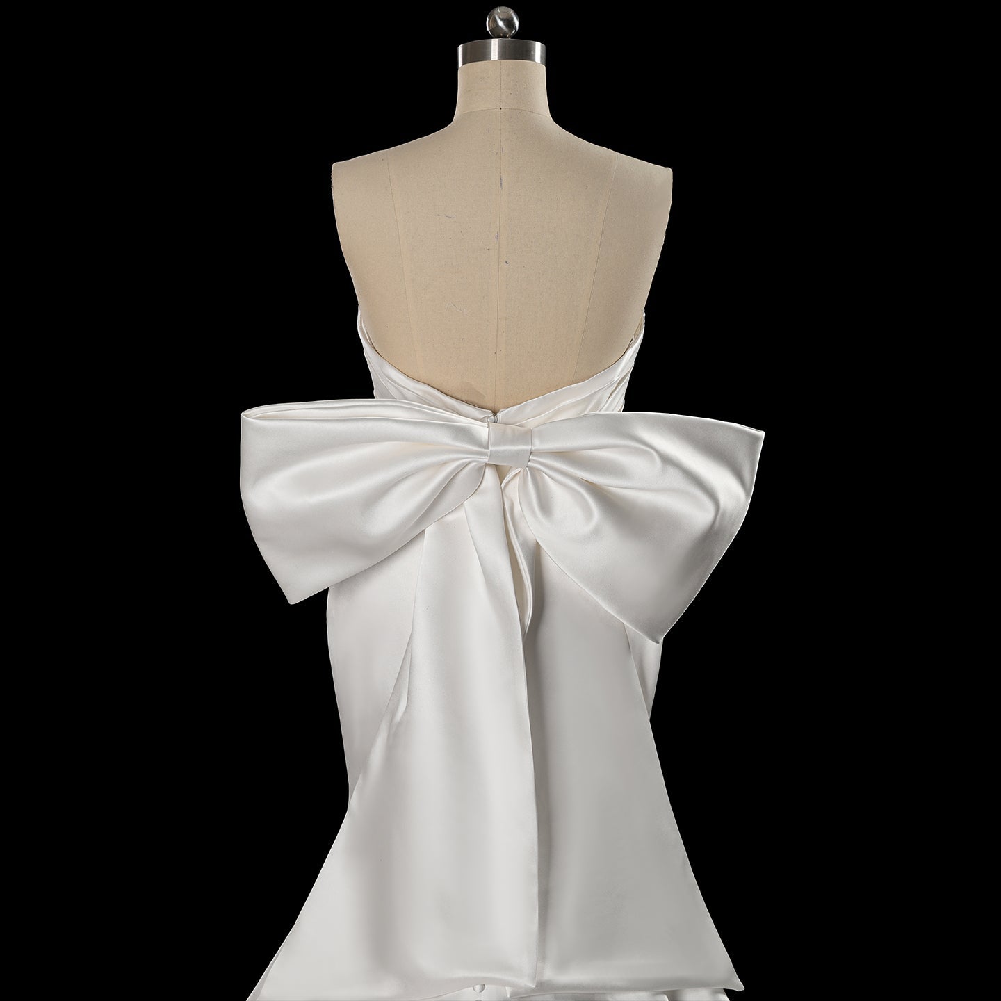 Dreamy White Satin Wedding Dress with Dramatic Train SW718 Sheer Fairy