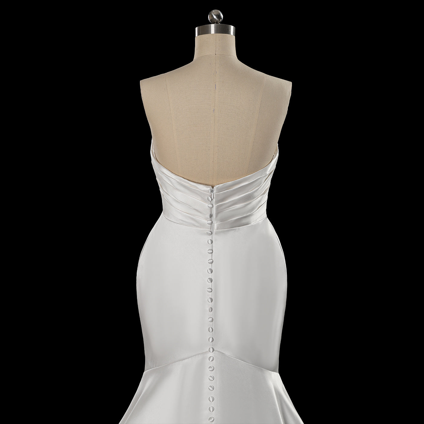 Dreamy White Satin Wedding Dress with Dramatic Train SW718 Sheer Fairy