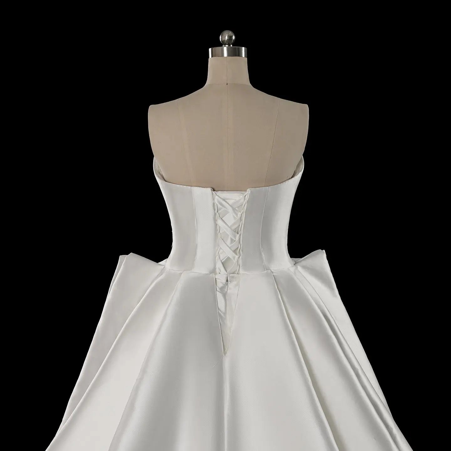 White Satin Ball Gown Wedding Dress with Embroidered Bodice SW599 Sheer Fairy
