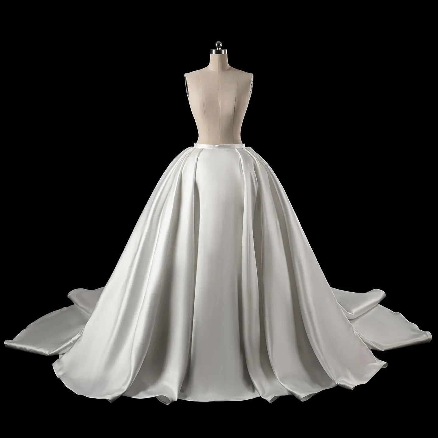 White Satin Ball Gown Wedding Dress with Embroidered Bodice SW599 Sheer Fairy