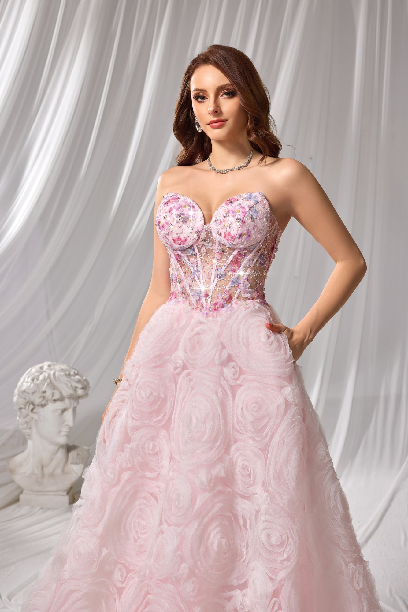 Luxury Long 3D Floral Sweetheart Prom Dress SH109