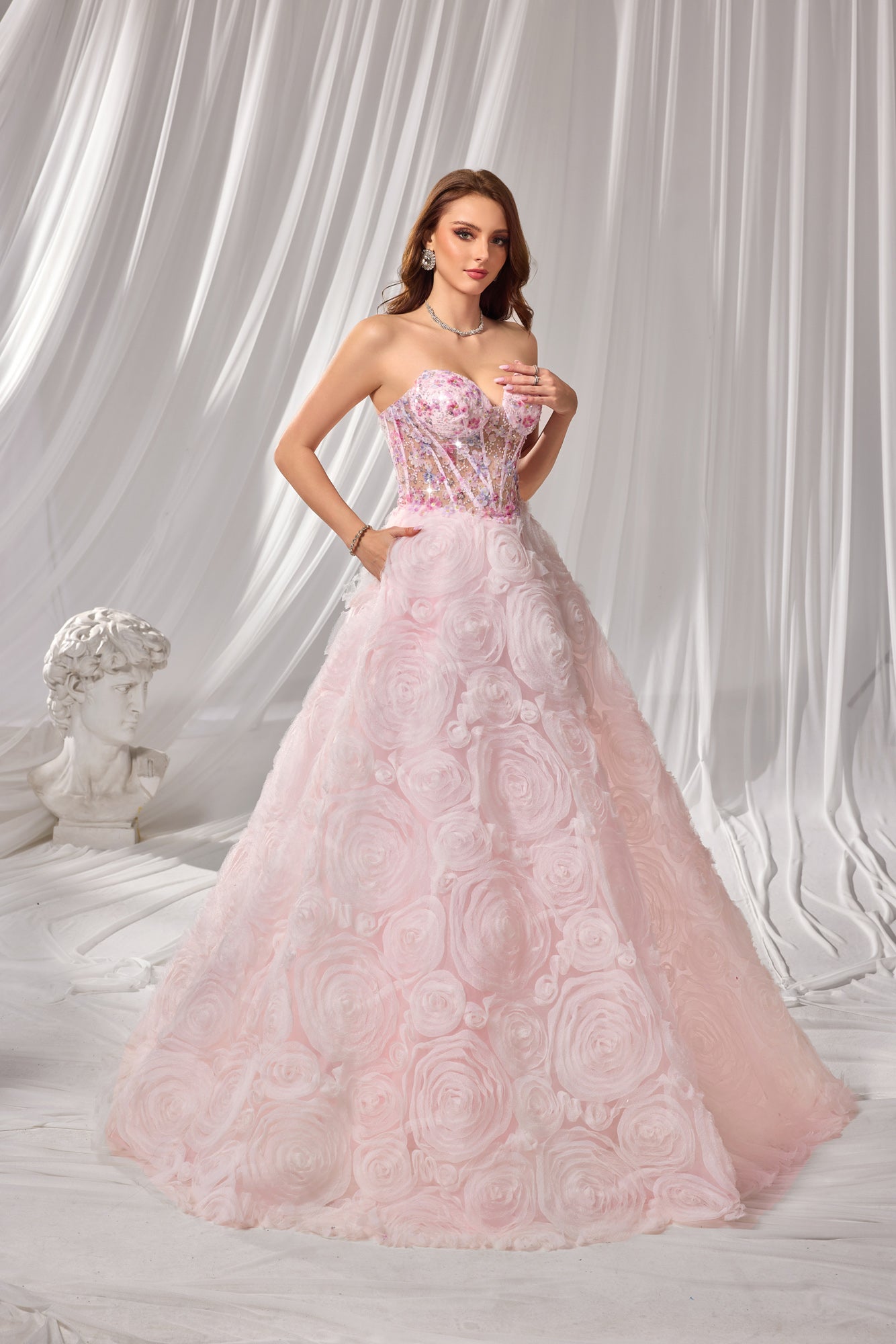Luxury Long 3D Floral Sweetheart Prom Dress SH109