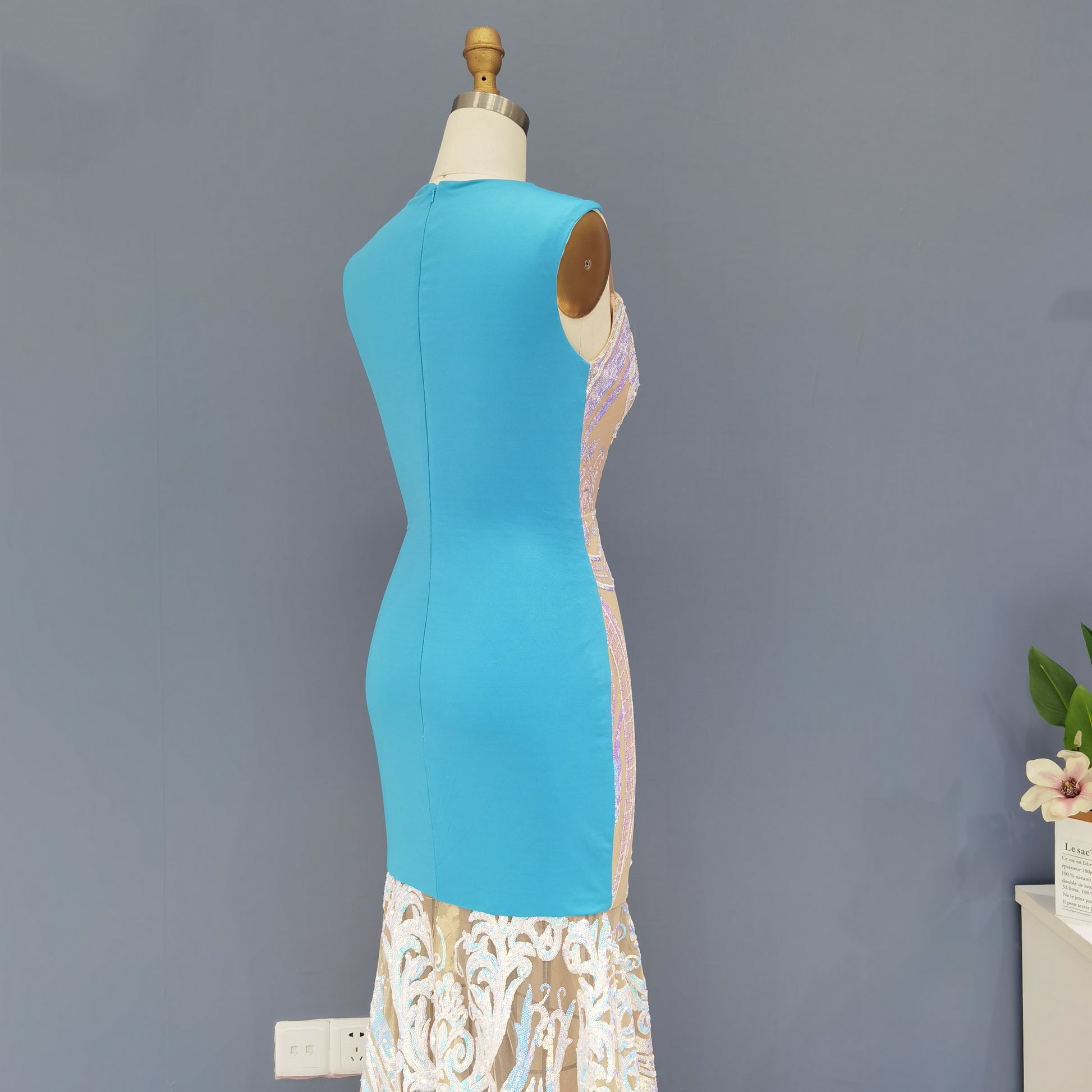 Iridescent Sequined High Neck  Mermaid Evening Dress SH021 - SHEER FAIRY