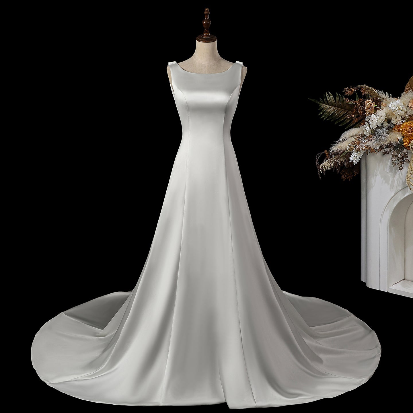 Glamorous White Mermaid Wedding Dress with Cowl Neck SW719 Sheer Fairy