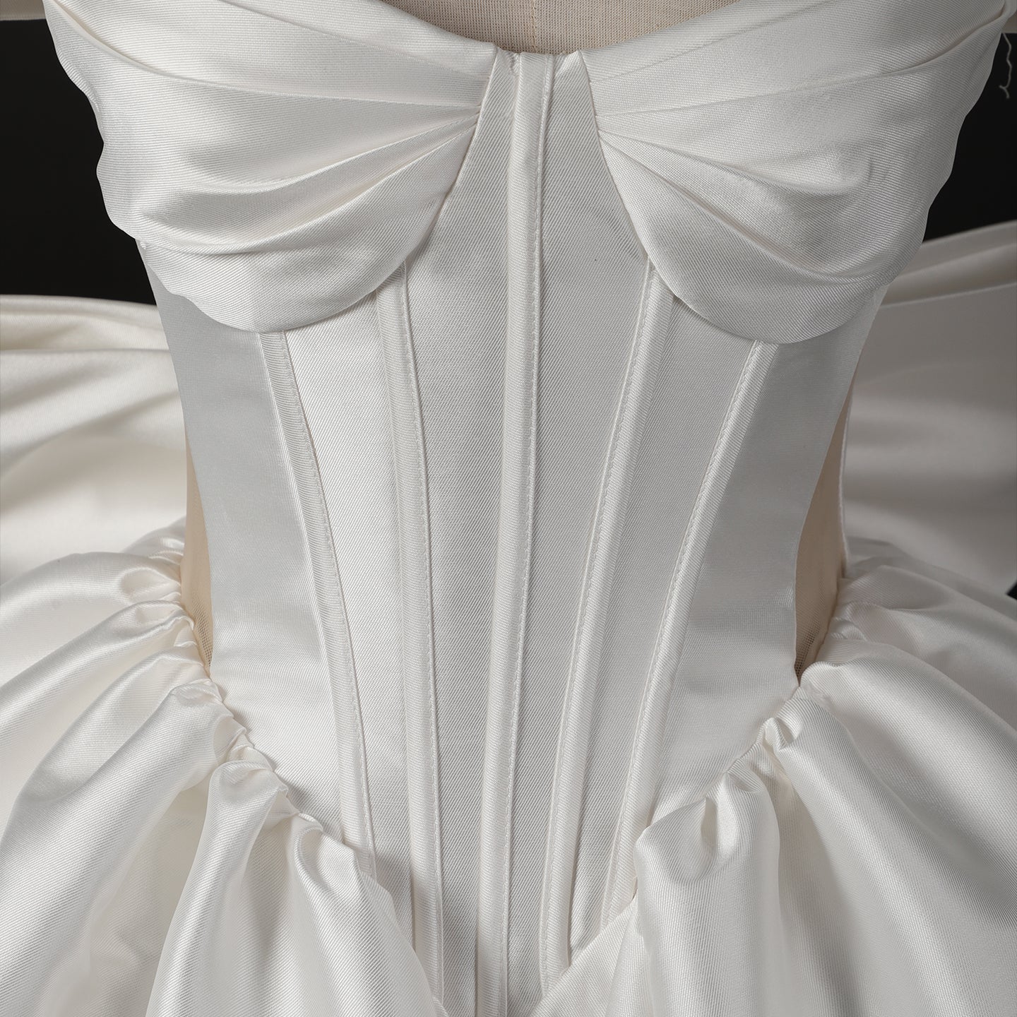 Dreamy White Satin Short Wedding Dress with Statement Bow SW720 Sheer Fairy