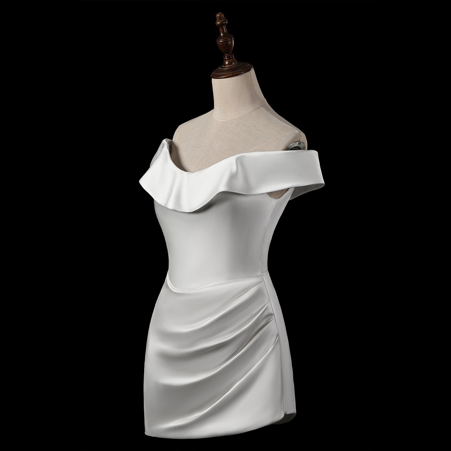 Dreamy White Satin Bodycon Wedding Dress SW724 Sheer Fairy