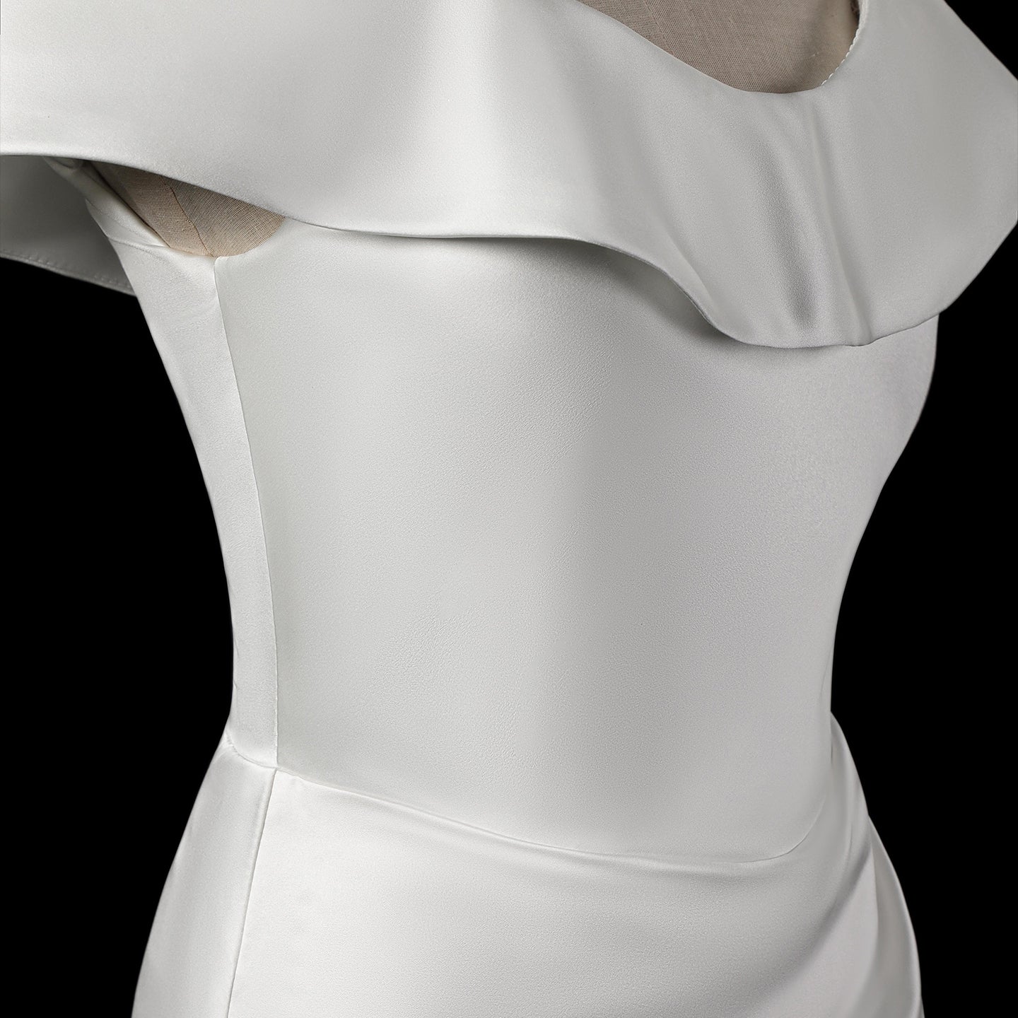 Dreamy White Satin Bodycon Wedding Dress SW724 Sheer Fairy