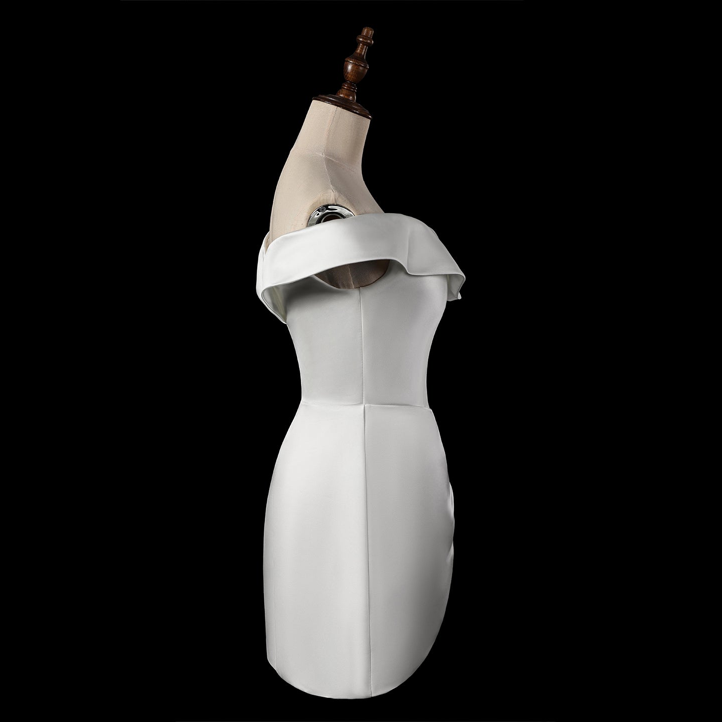 Dreamy White Satin Bodycon Wedding Dress SW724 Sheer Fairy