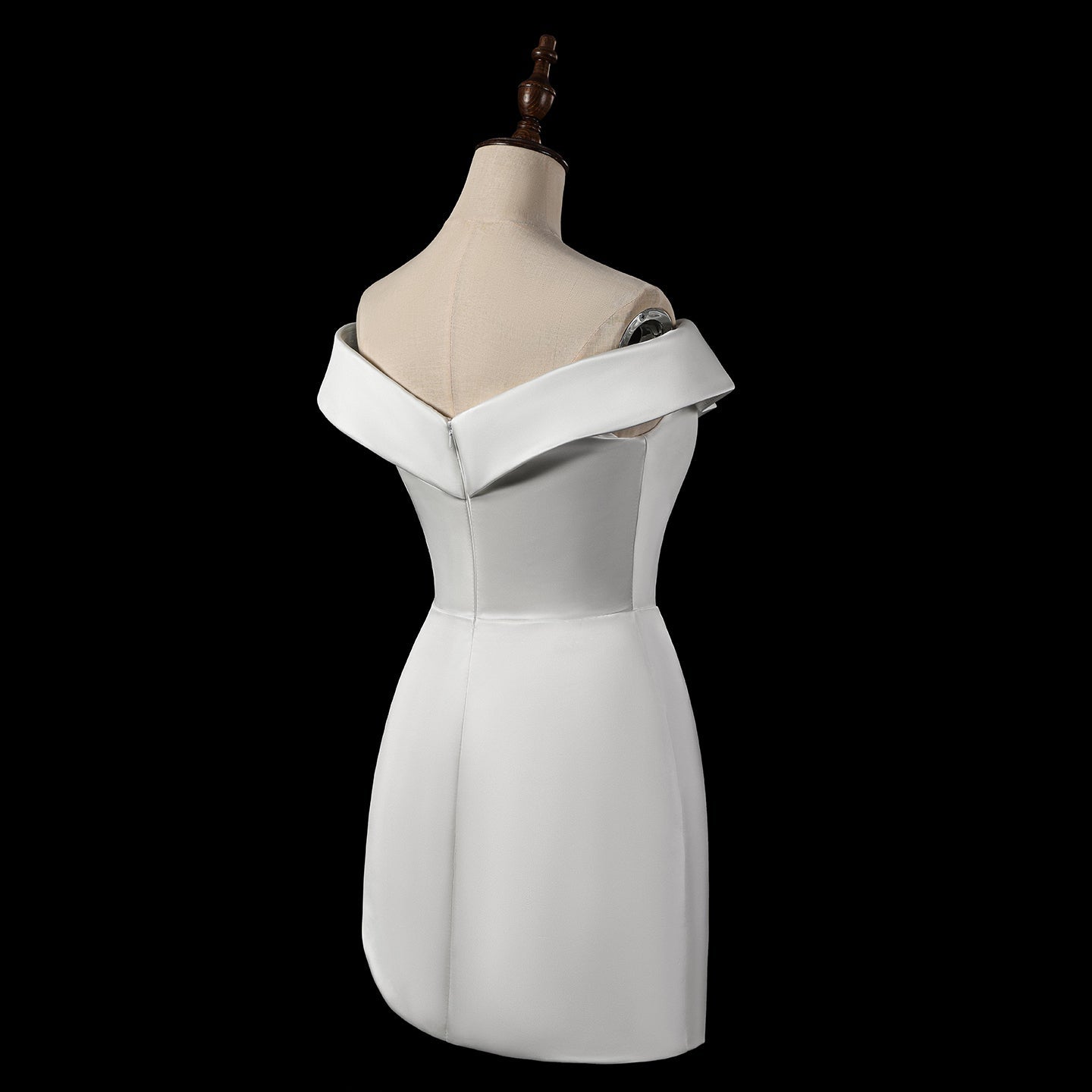 Dreamy White Satin Bodycon Wedding Dress SW724 Sheer Fairy