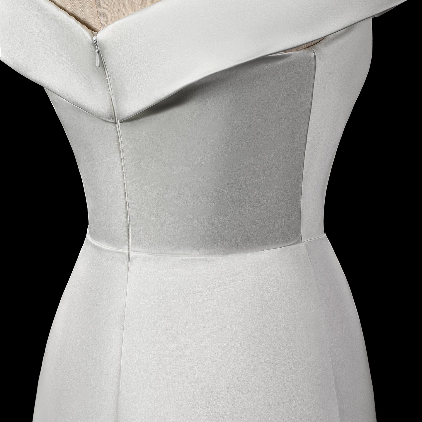 Dreamy White Satin Bodycon Wedding Dress SW724 Sheer Fairy