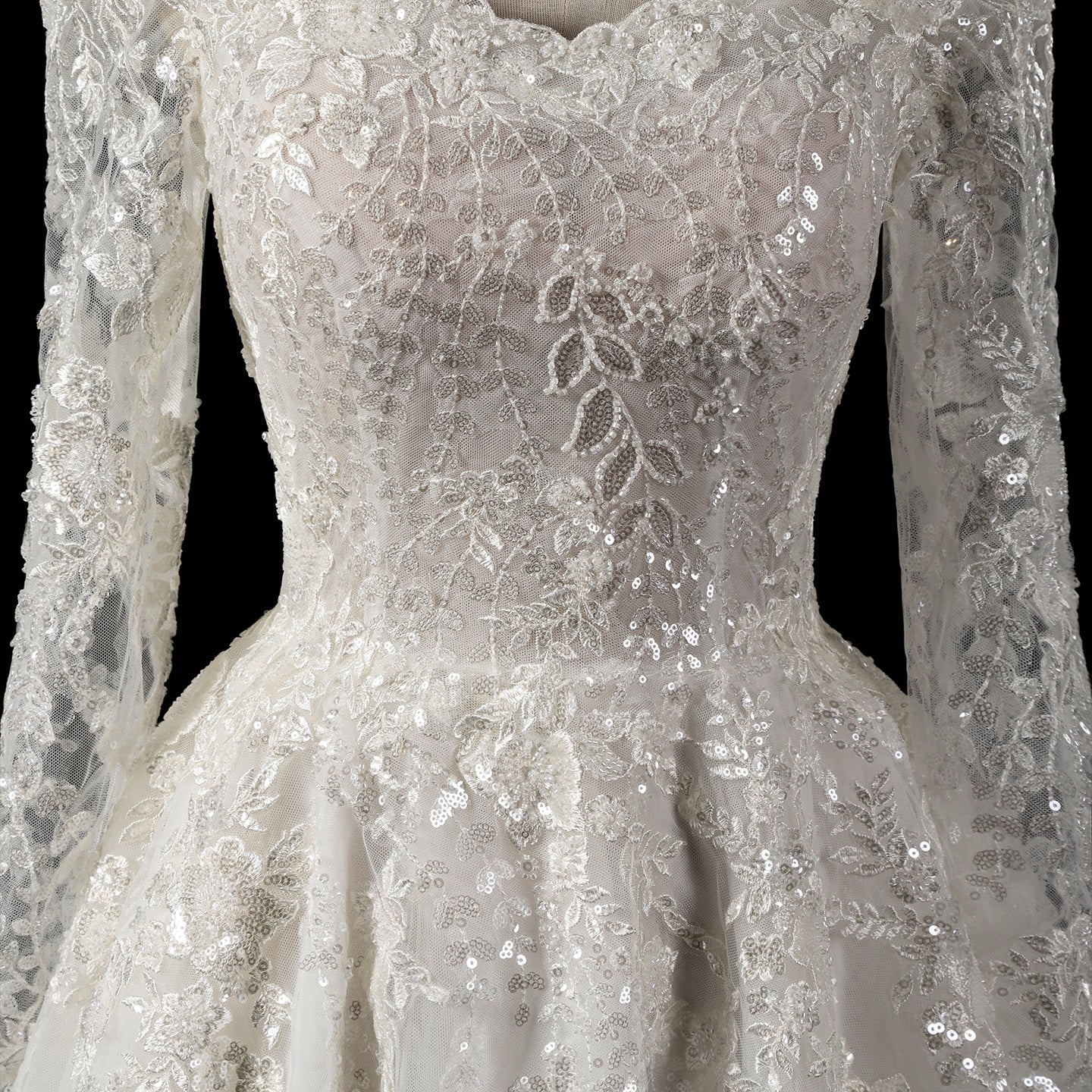 Luxury White Beaded Wedding Dress with Sweetheart Neckline SW723 Sheer Fairy