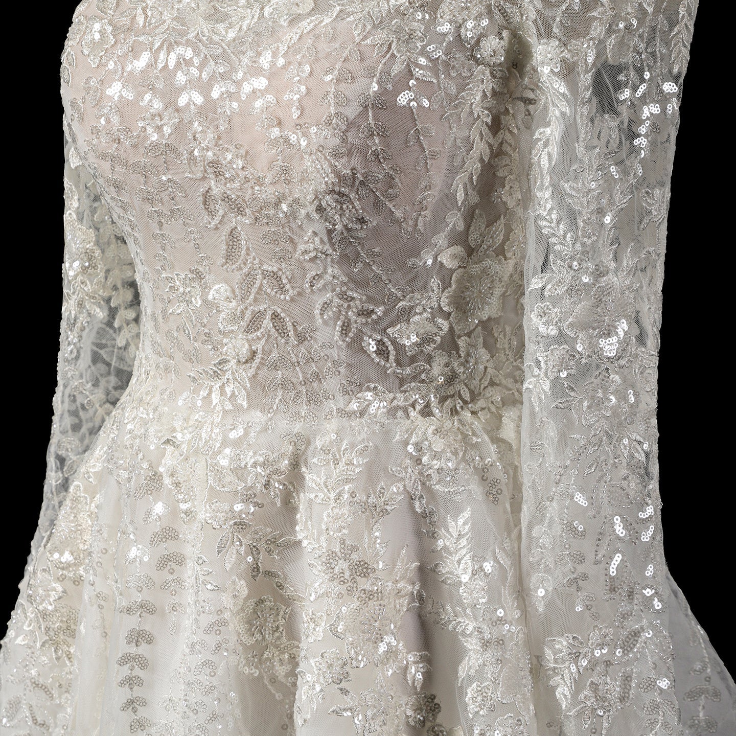 Luxury White Beaded Wedding Dress with Sweetheart Neckline SW723 Sheer Fairy