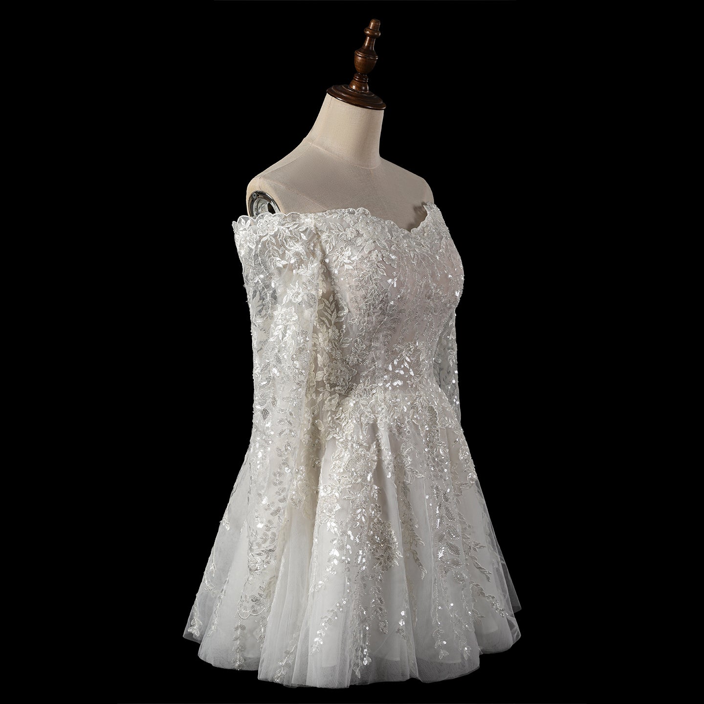 Luxury White Beaded Wedding Dress with Sweetheart Neckline SW723 Sheer Fairy