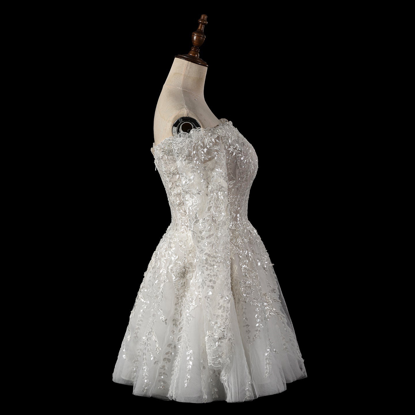 Luxury White Beaded Wedding Dress with Sweetheart Neckline SW723 Sheer Fairy