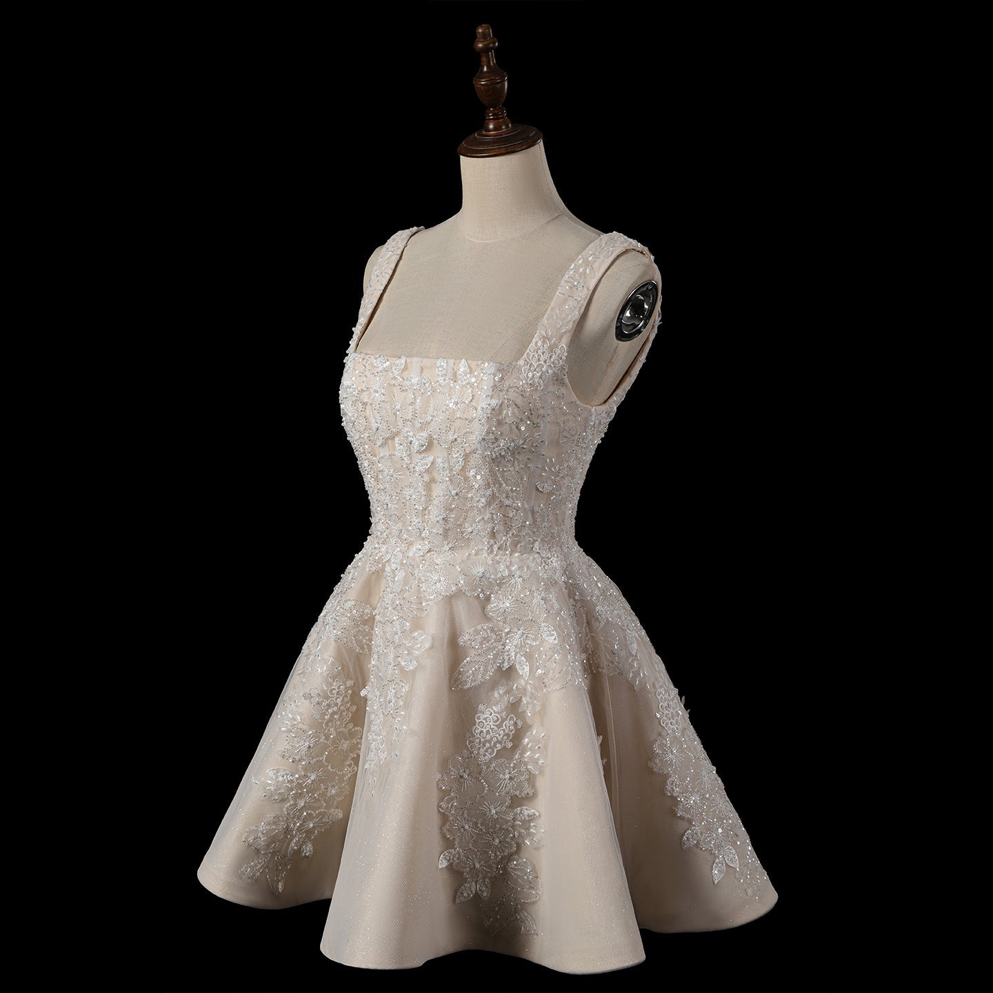 Romantic Floral Lace Wedding Dress with Tulle Skirt SW725 Sheer Fairy