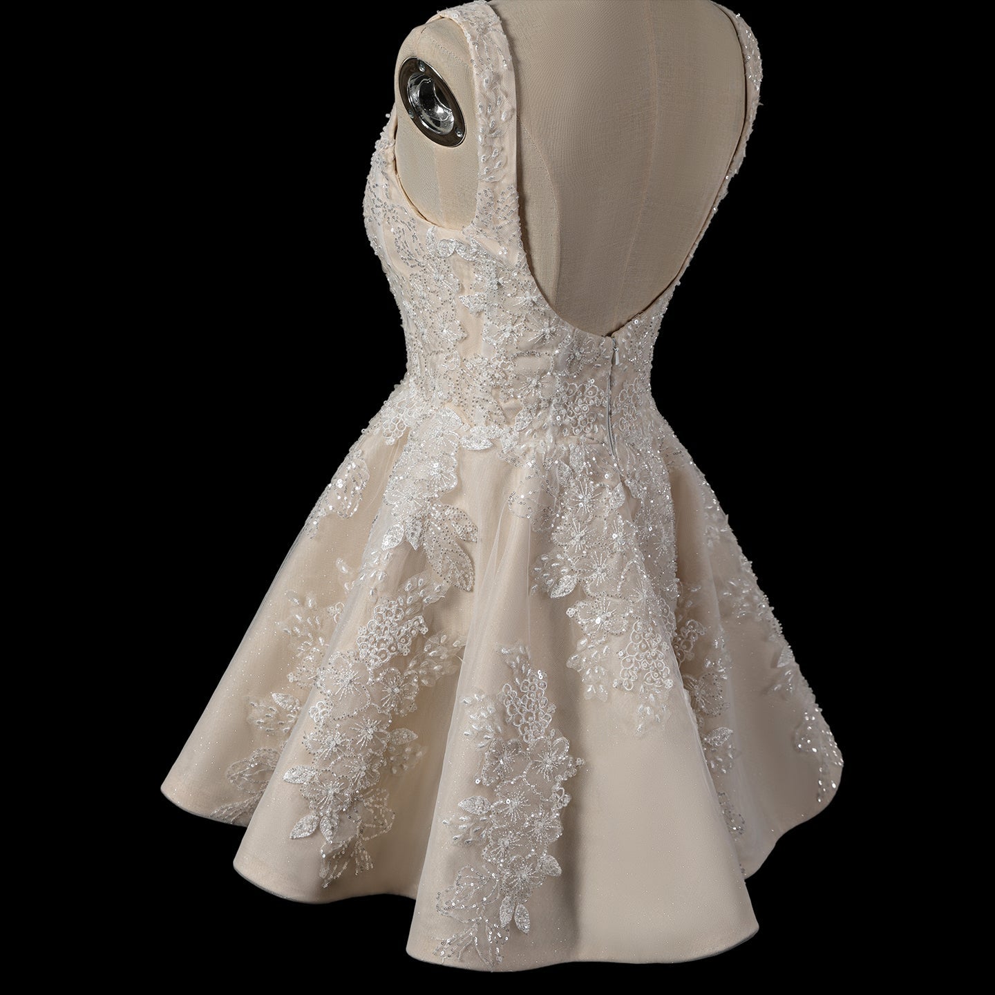 Romantic Floral Lace Wedding Dress with Tulle Skirt SW725 Sheer Fairy