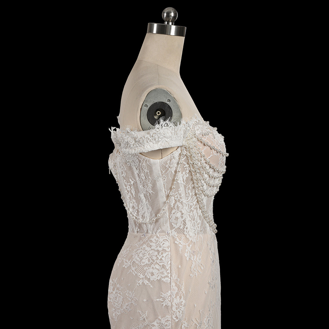 White Beaded Mermaid Wedding Dress with Detachable Train SW177 Sheer Fairy