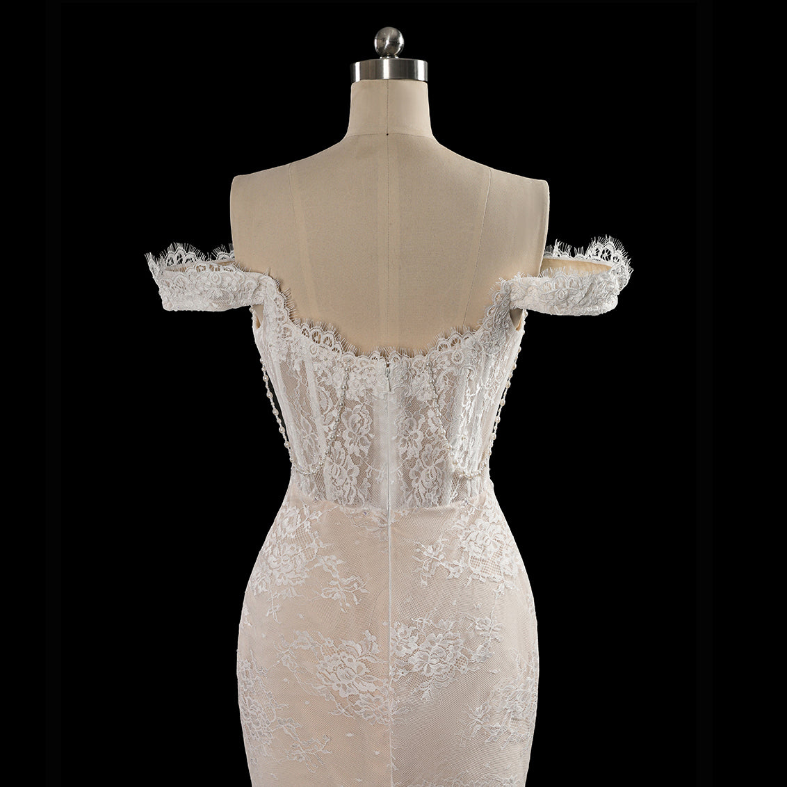White Beaded Mermaid Wedding Dress with Detachable Train SW177 Sheer Fairy