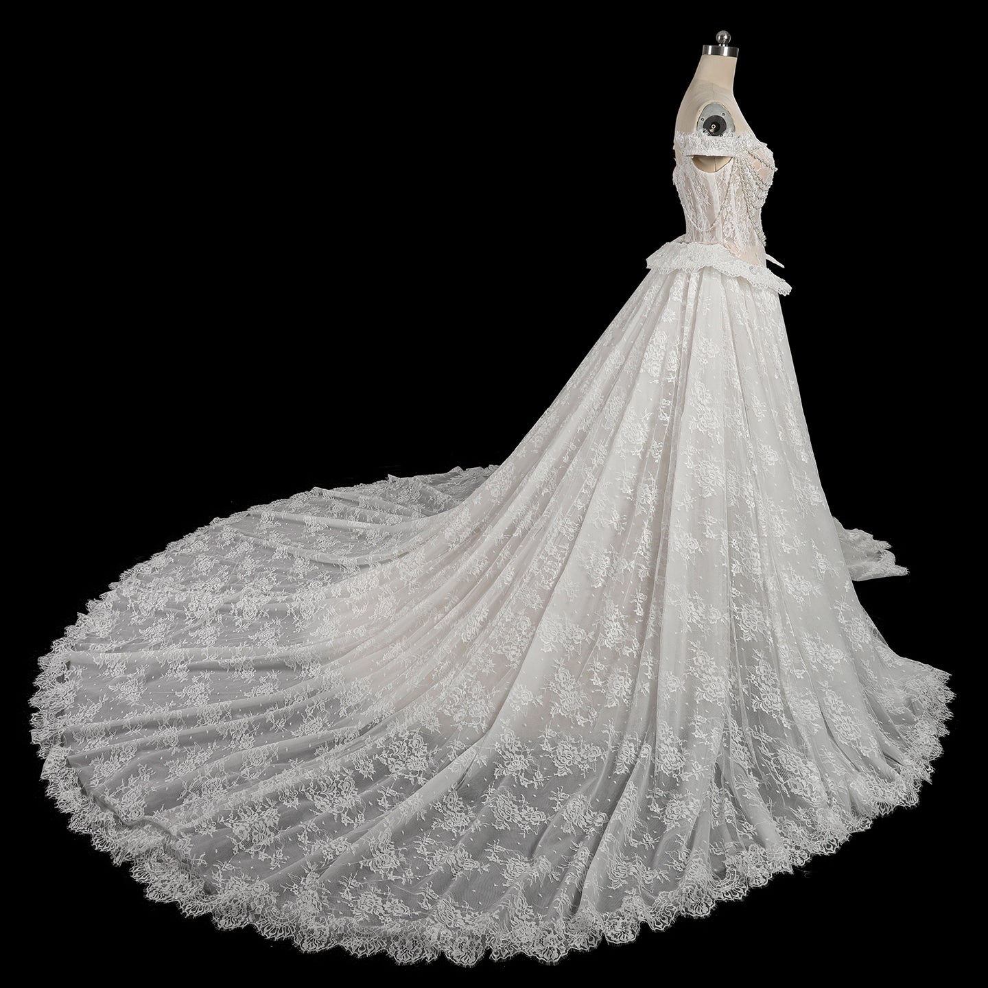 White Beaded Mermaid Wedding Dress with Detachable Train SW177 Sheer Fairy