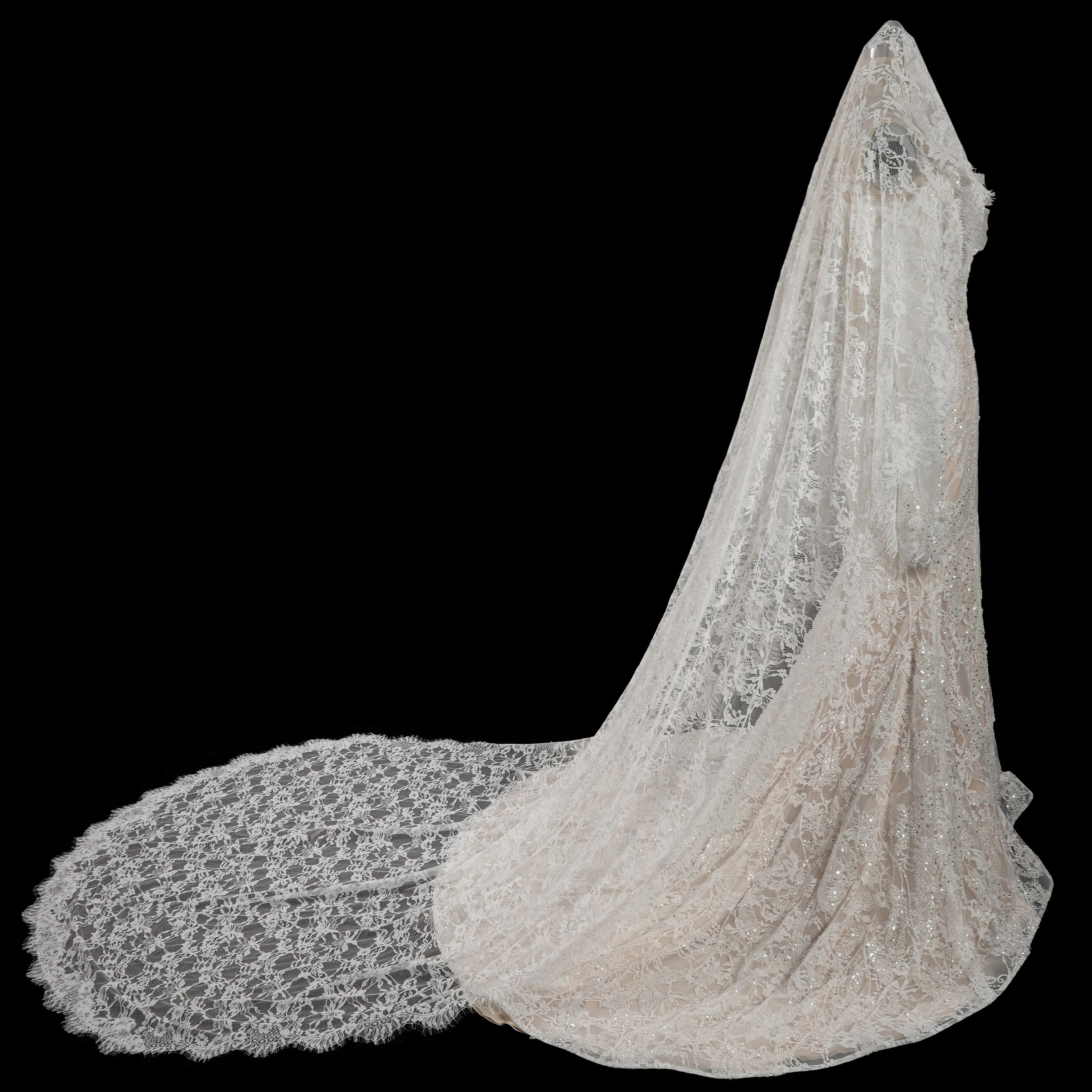 Ivory Lace Off-the-Shoulder Mermaid Wedding Dress with Train SW176 Sheer Fairy