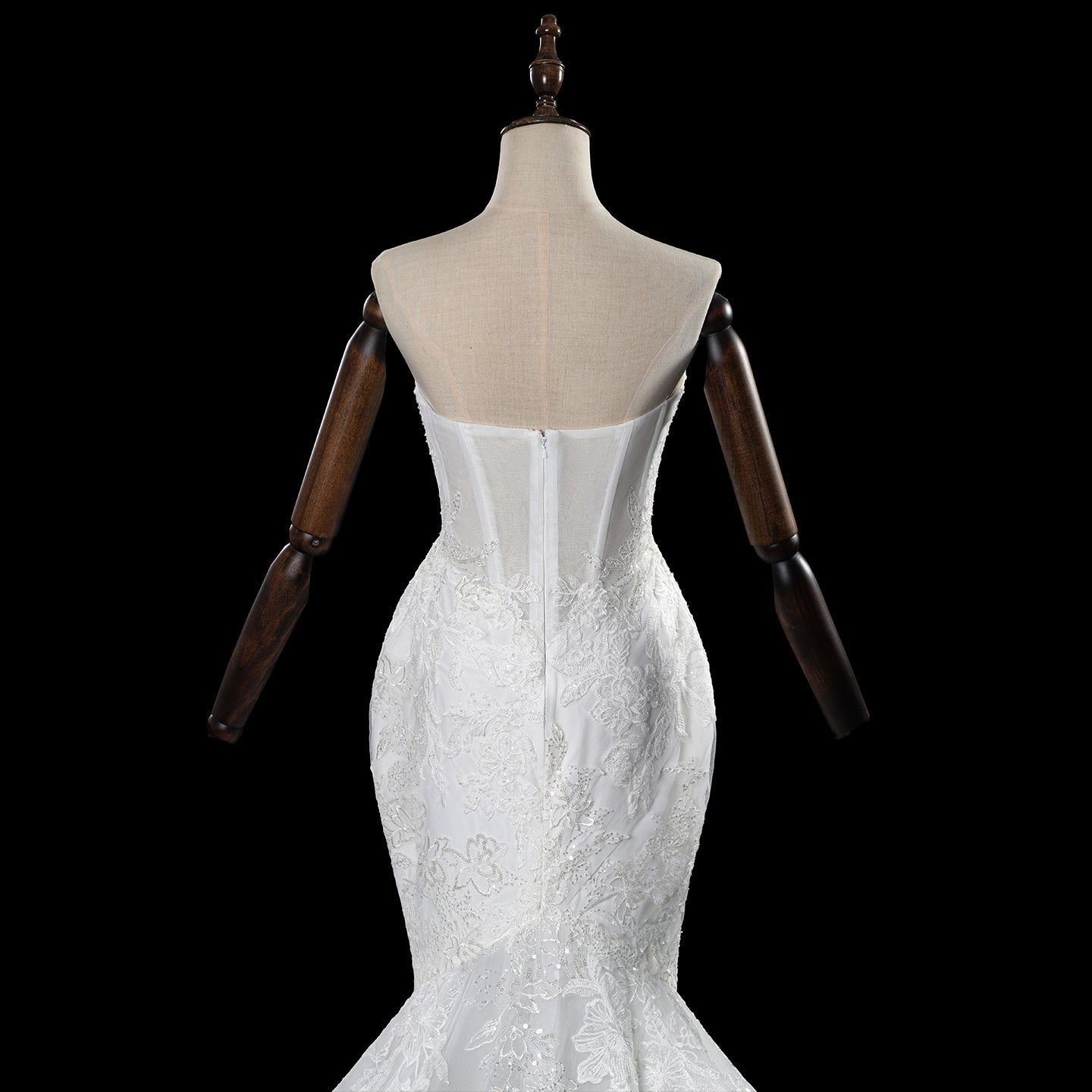 Luxury Illusion Neck Tulle Wedding Dress with Long Puff Sleeves and Lace Details SW713（副本） Sheer Fairy
