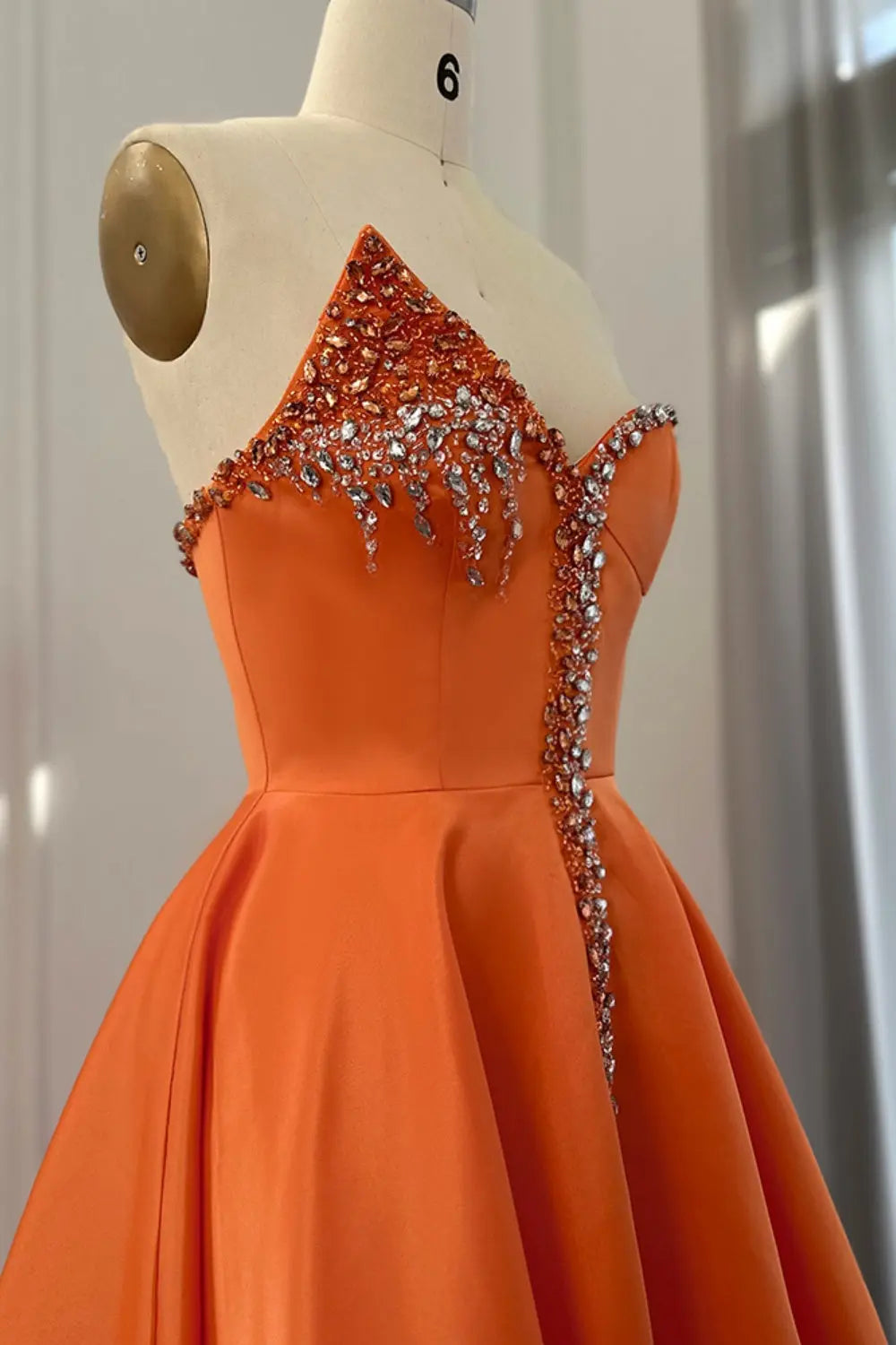 Elegant Crystal Black Strapless Evening Dresses Side Slit SS364 Sheer Fairy