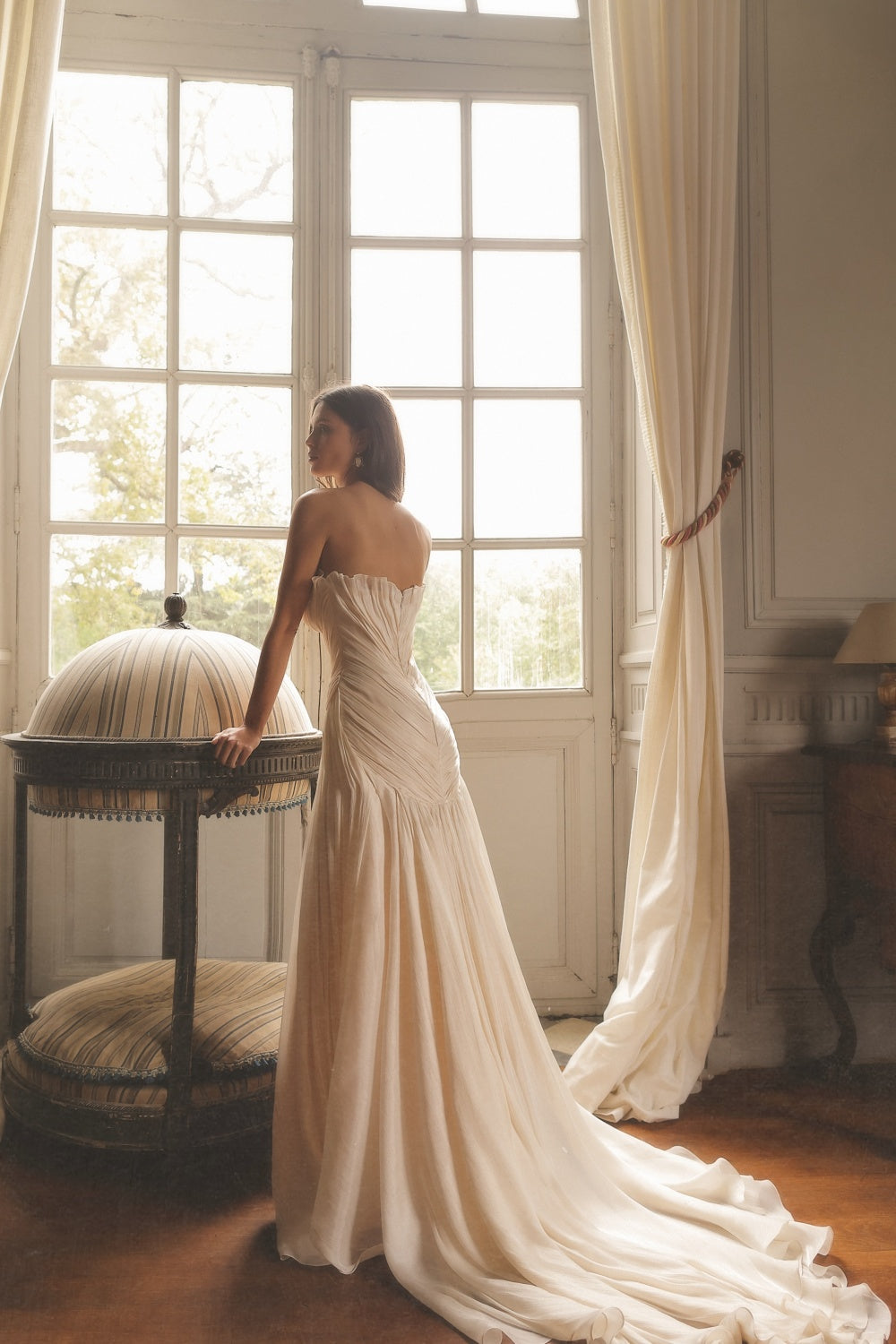 Strapless Ruched Wedding Dress with High Slit SW242 Sheer Fairy