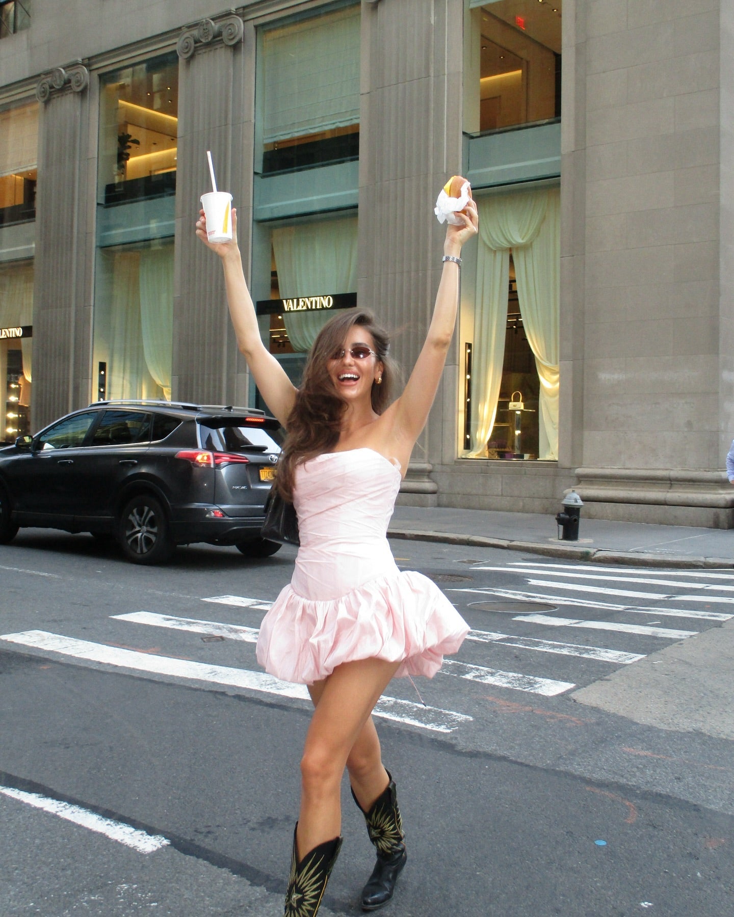 Glamorous Blush Pink Strapless Satin Homecoming Dress with Puff Hem RM214 Sheer Fairy