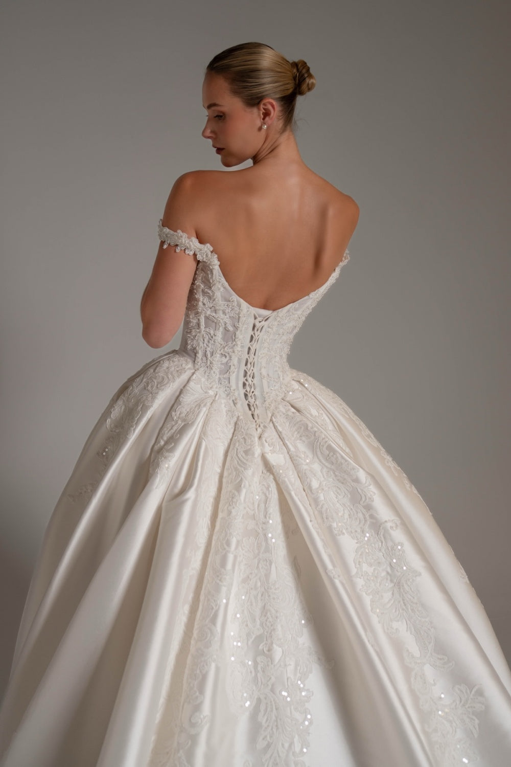 White Lace Ball Gown Sweetheart Wedding Dress with Detachable Capelet SW163 Sheer Fairy