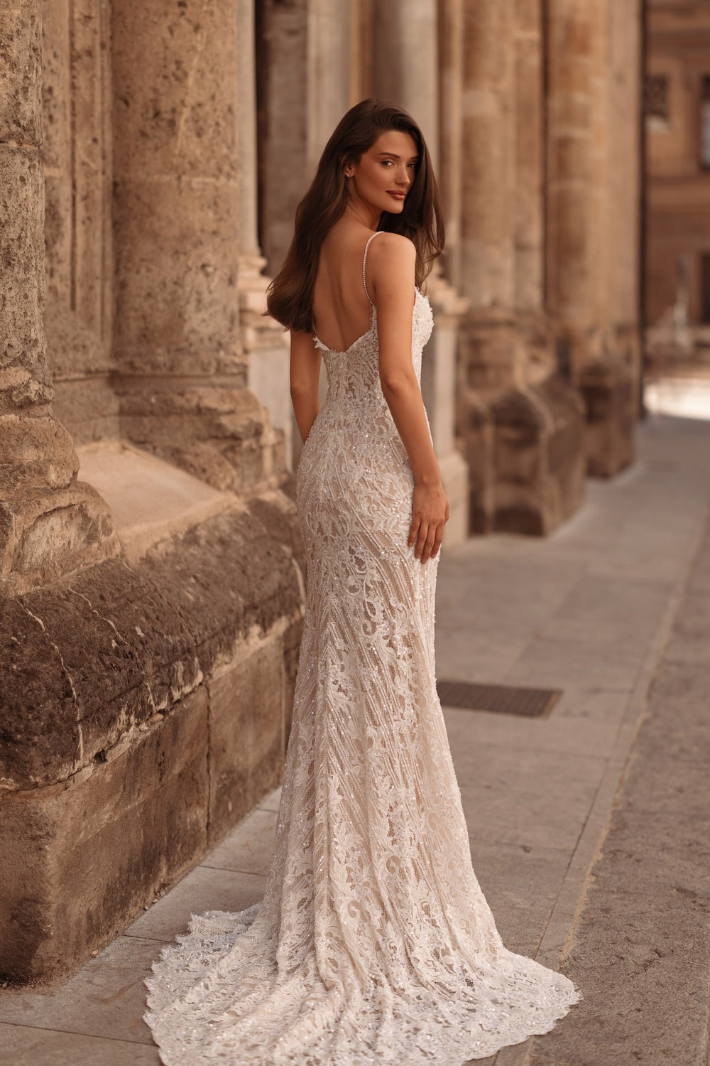 Ivory Lace Mermaid Spaghetti Straps Wedding Dress SW175 Sheer Fairy