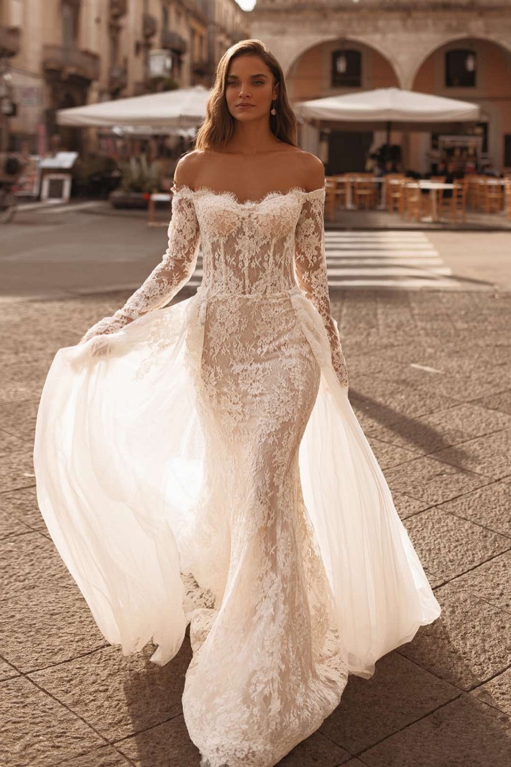 Ivory Lace Mermaid Wedding Dress SW172 Sheer Fairy