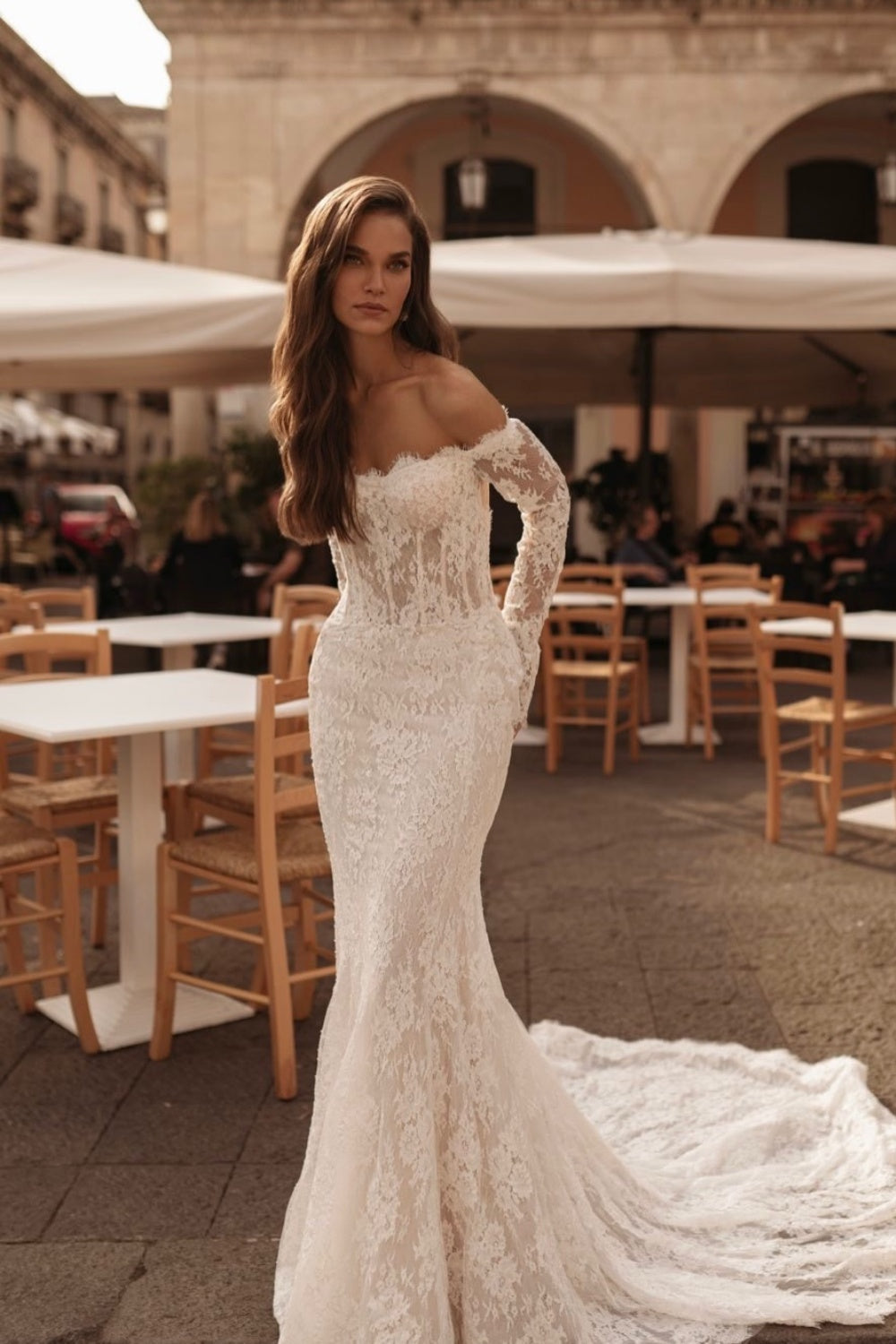 Ivory Lace Mermaid Wedding Dress SW172 Sheer Fairy