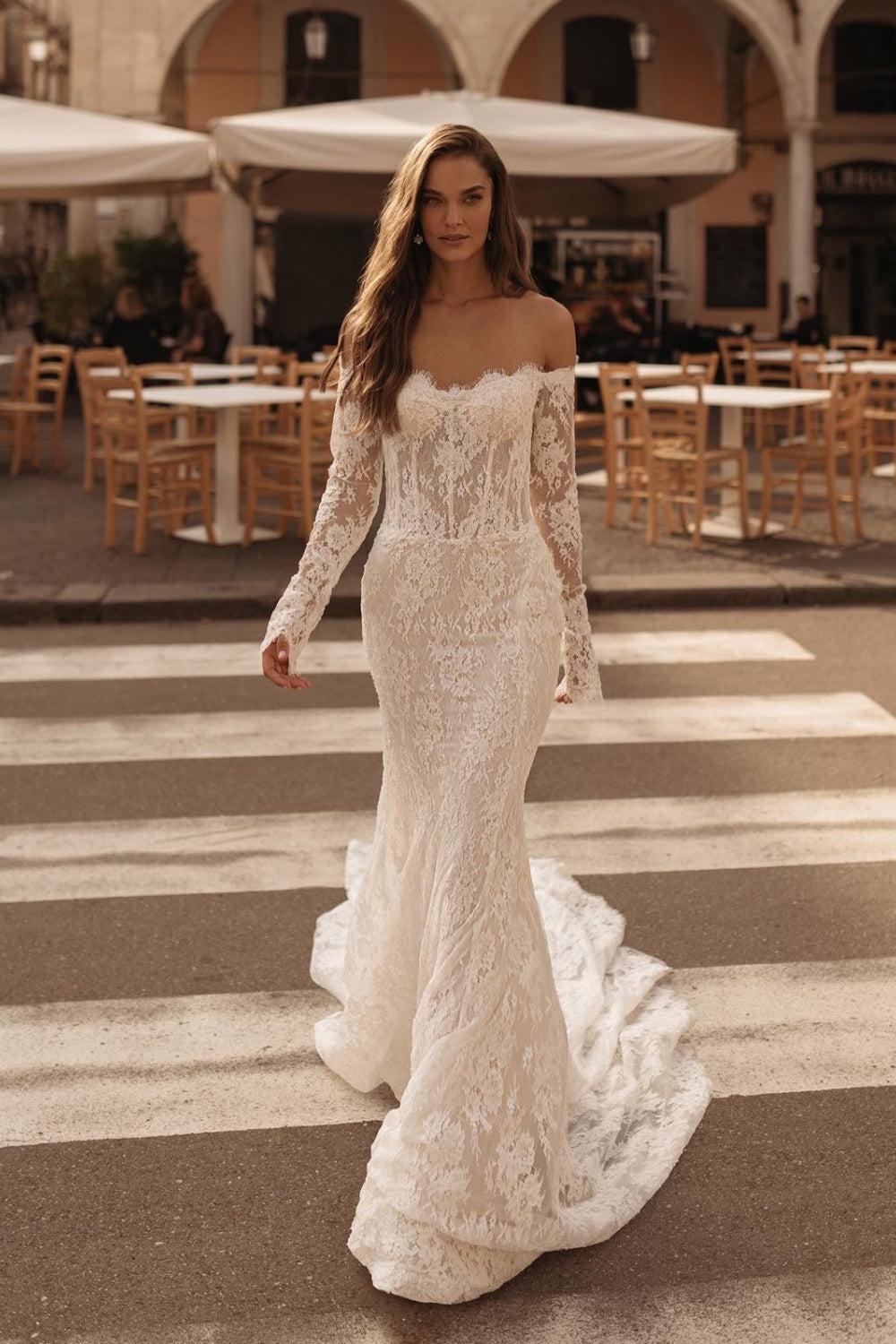 Ivory Lace Mermaid Wedding Dress SW172 Sheer Fairy