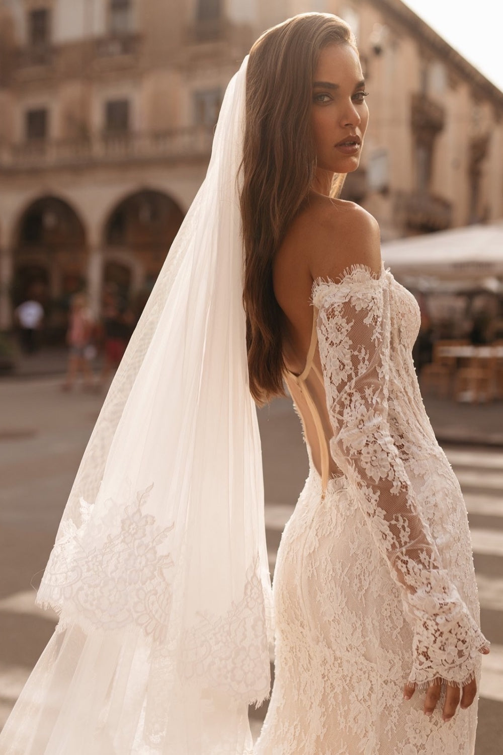 Ivory Lace Mermaid Wedding Dress SW172 Sheer Fairy