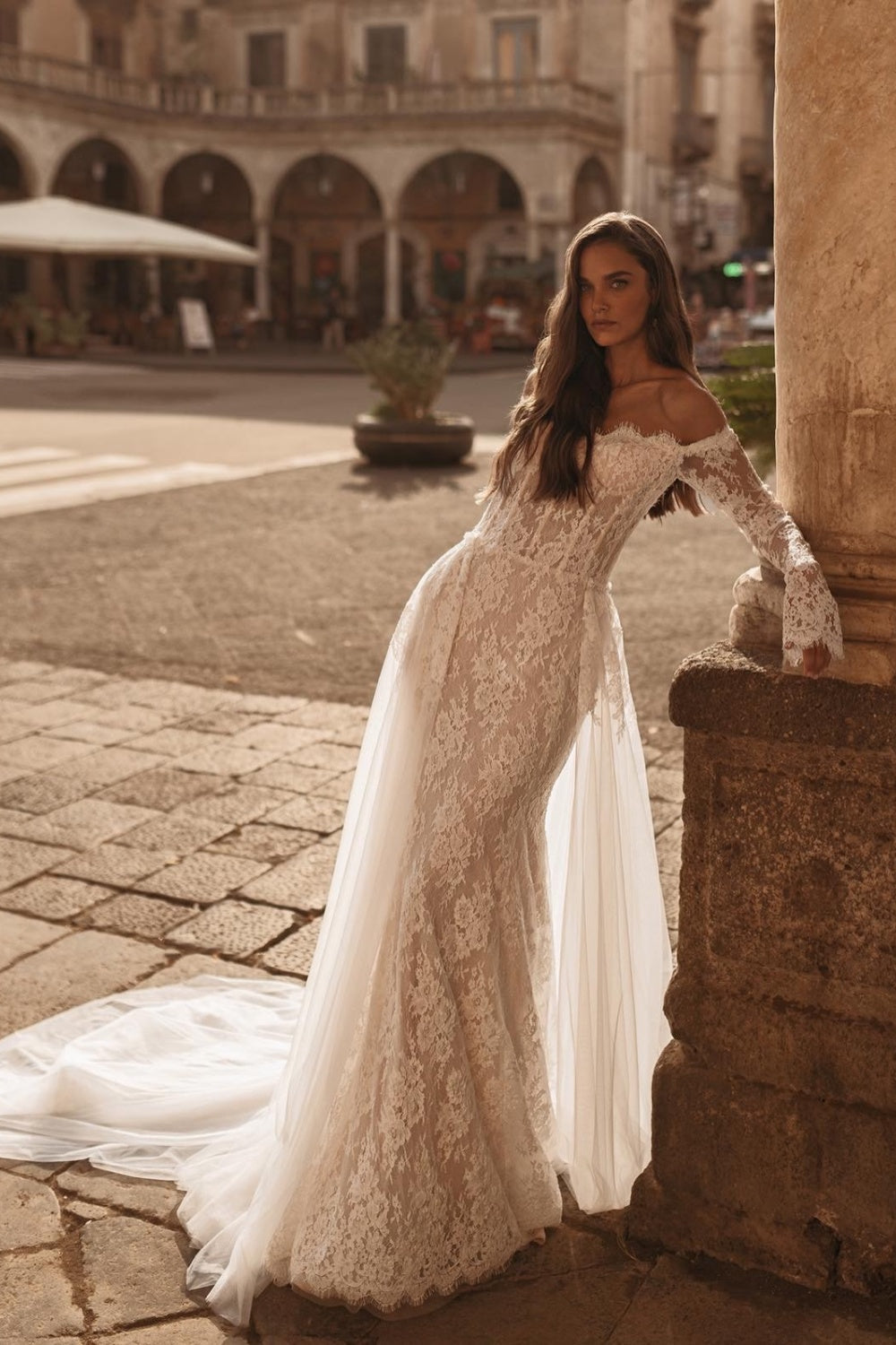 Ivory Lace Mermaid Wedding Dress SW172 Sheer Fairy