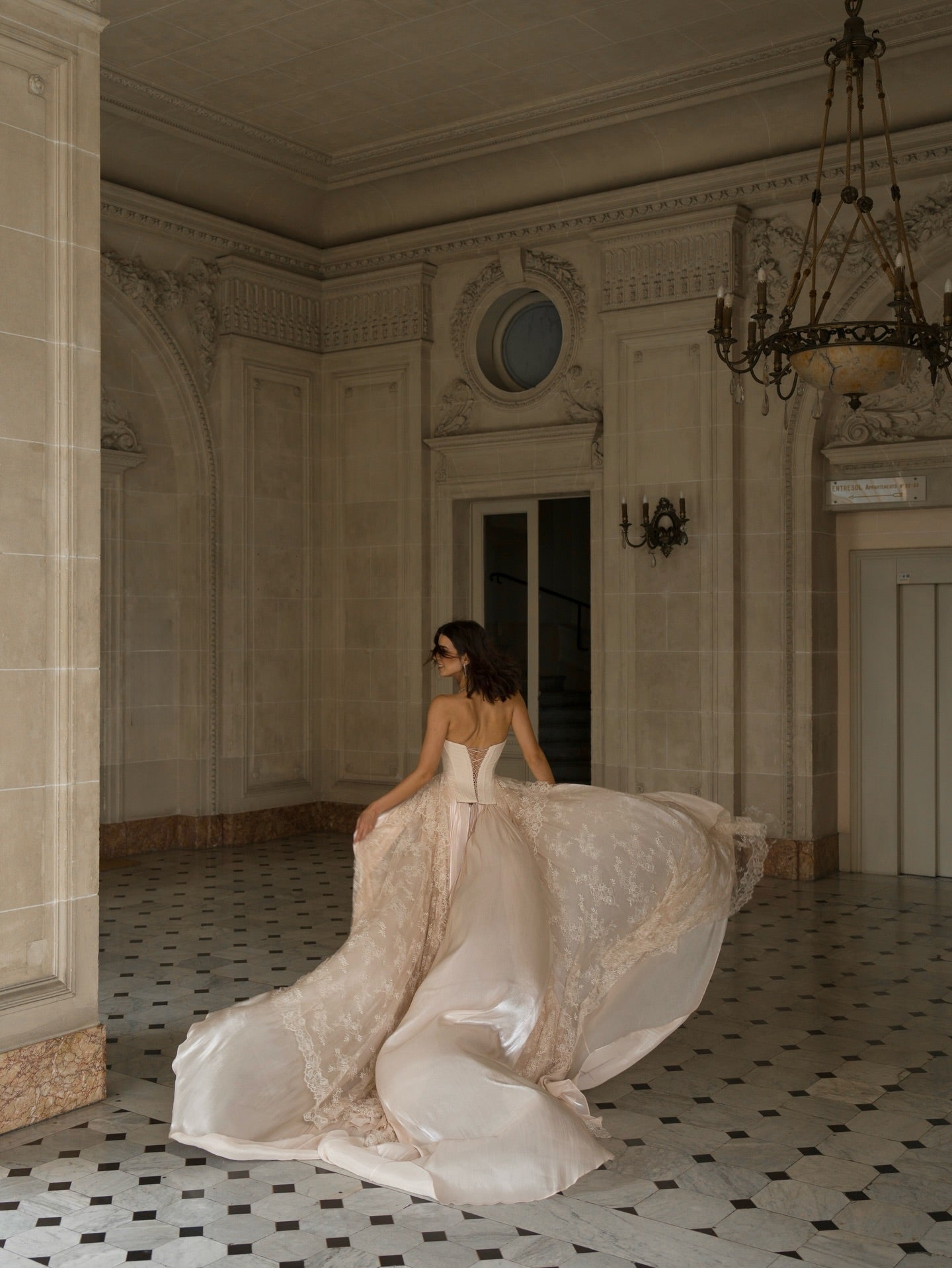 Strapless Corset Lace Wedding Dress with High-Low Train SW240 SHEER FAIRY